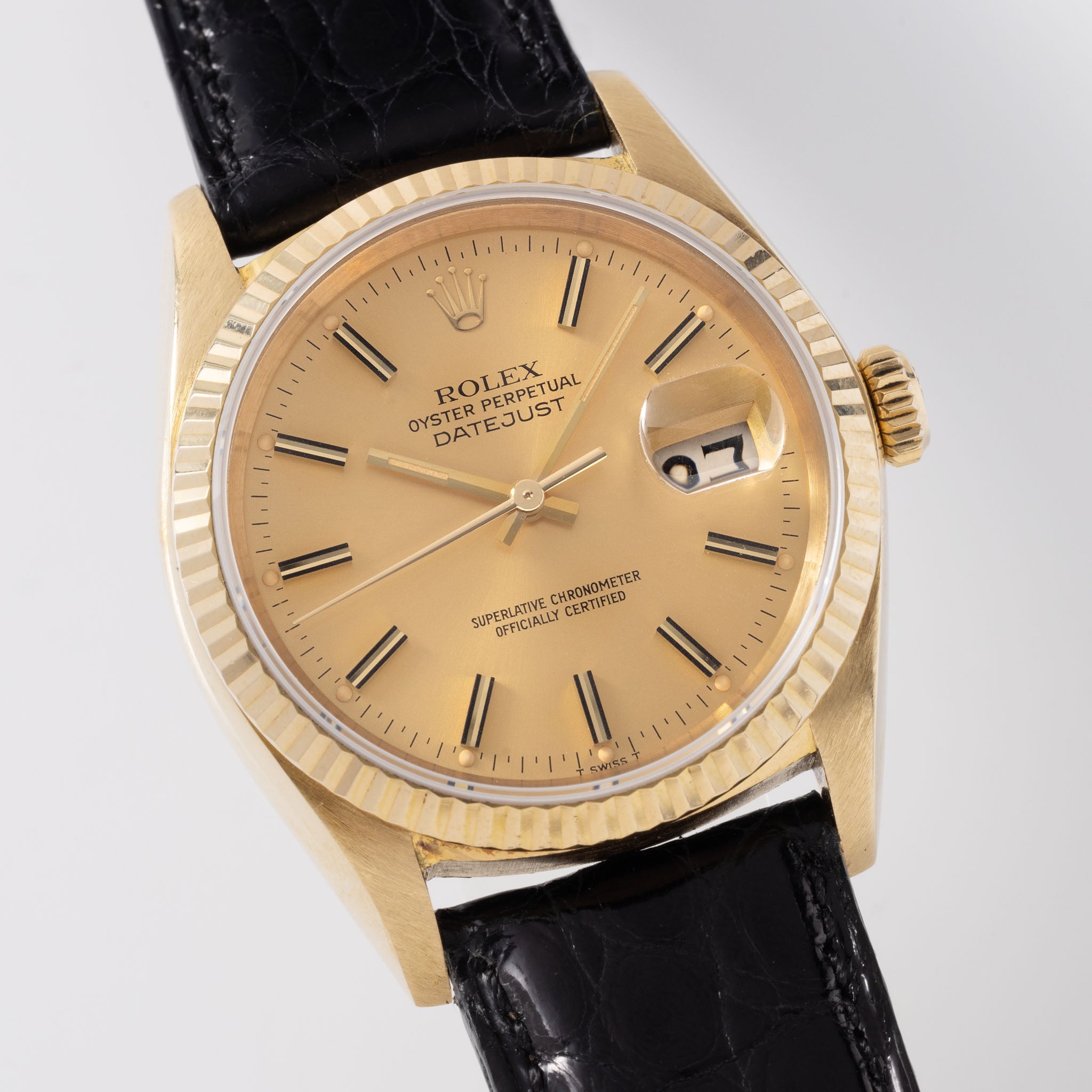 Rolex Datejust Yellow Gold Champagne Dial With Papers Ref 16018