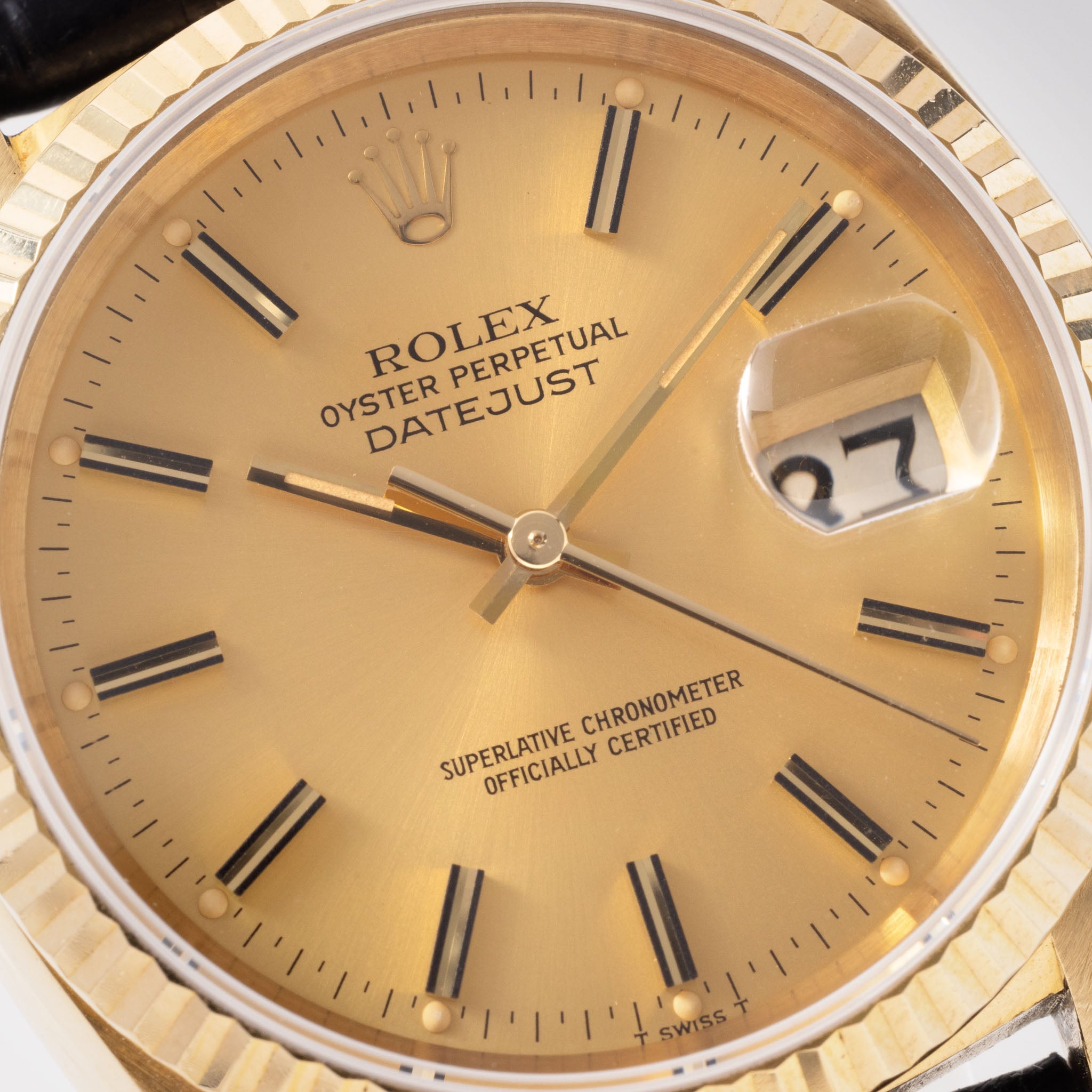 Rolex Datejust Yellow Gold Champagne Dial With Papers Ref 16018