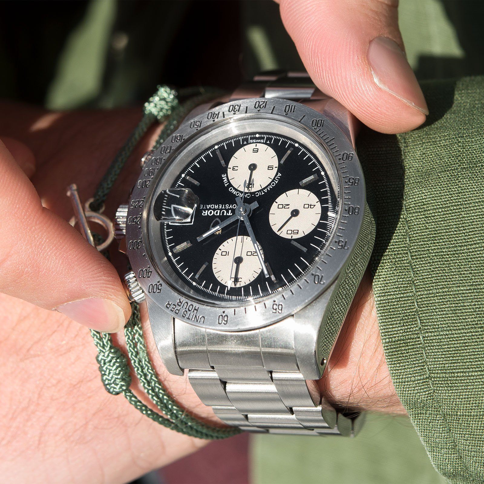 Tudor Oysterdate Chronograph Big Block Black Dial 79180