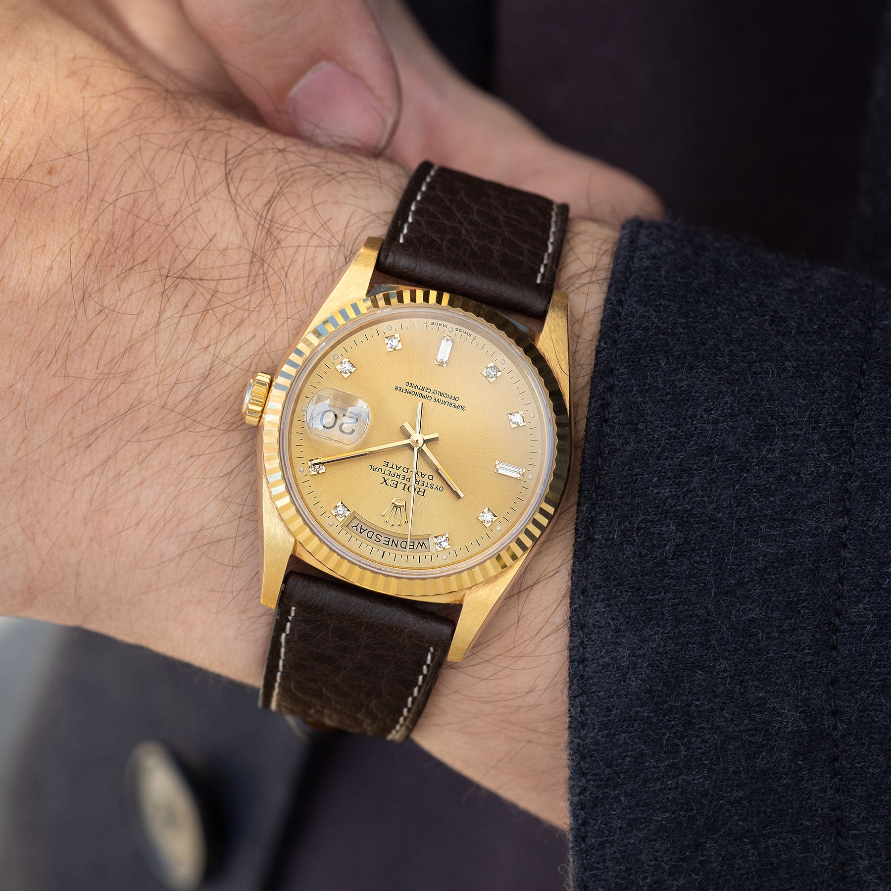 ROLEX DAY-DATE 18238 Diamant Besetztes Zifferblatt mit Papieren