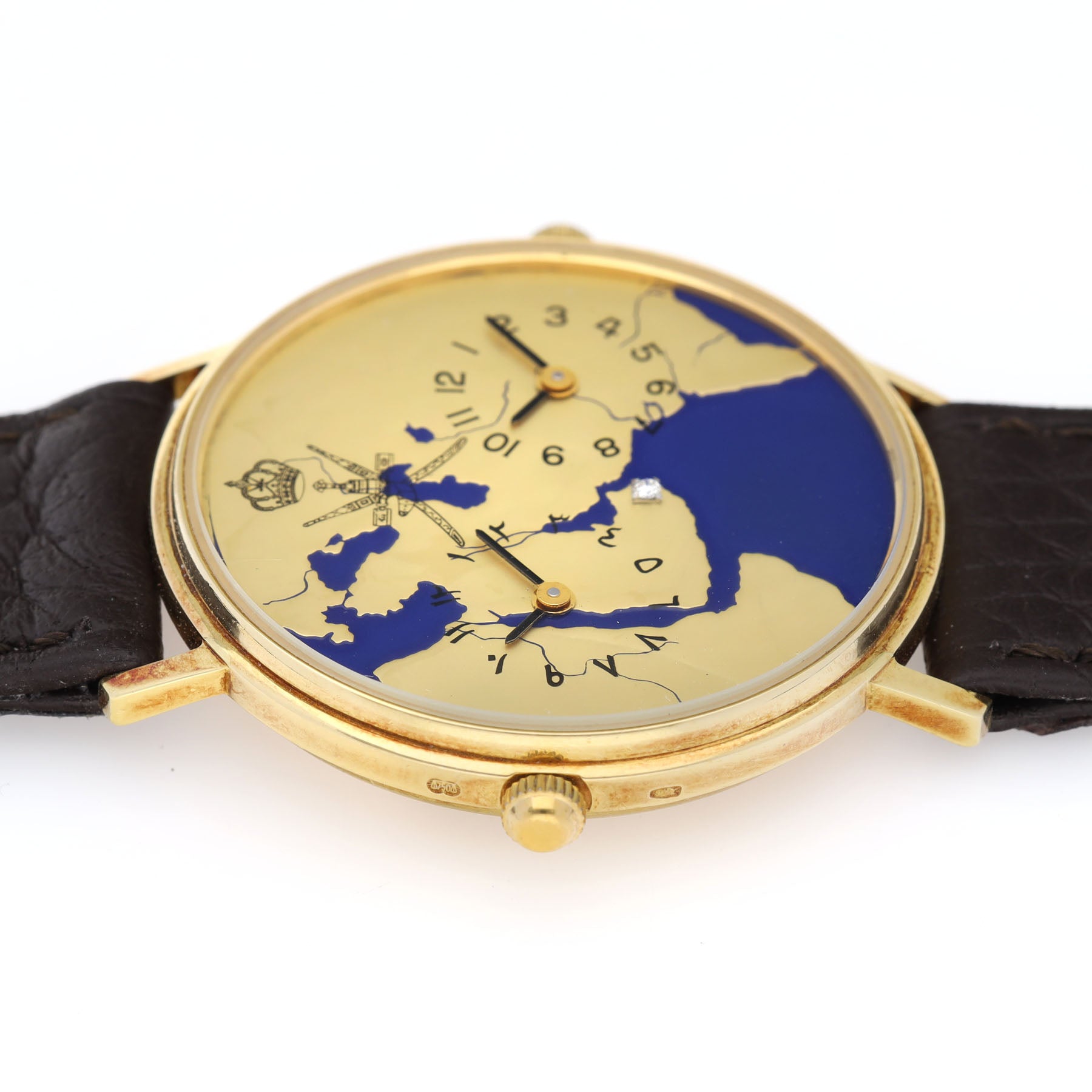 ASPREY LONDON Zwei Zeitzonen mit Emaille KHANJAR Zifferblatt