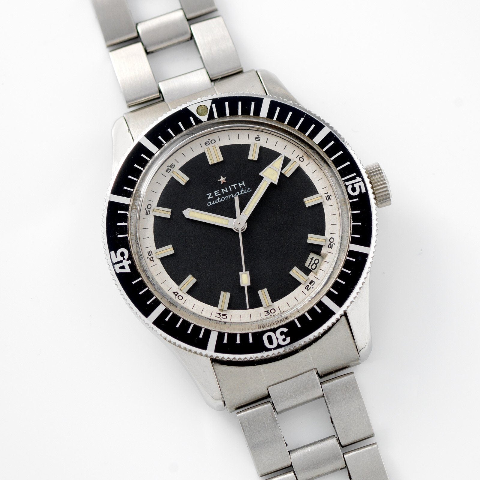 Zenith Diver Black Dial  ref A3630 on Gay Freres Ladder Bracelet 