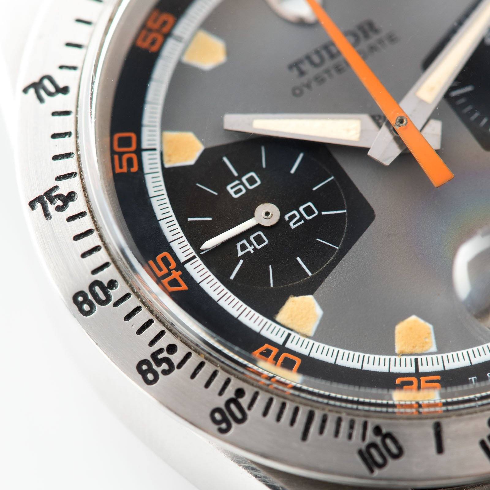 Tudor Home Plate Chronograph 7032 Box and Papers with Brushed steel tachymeter bezel