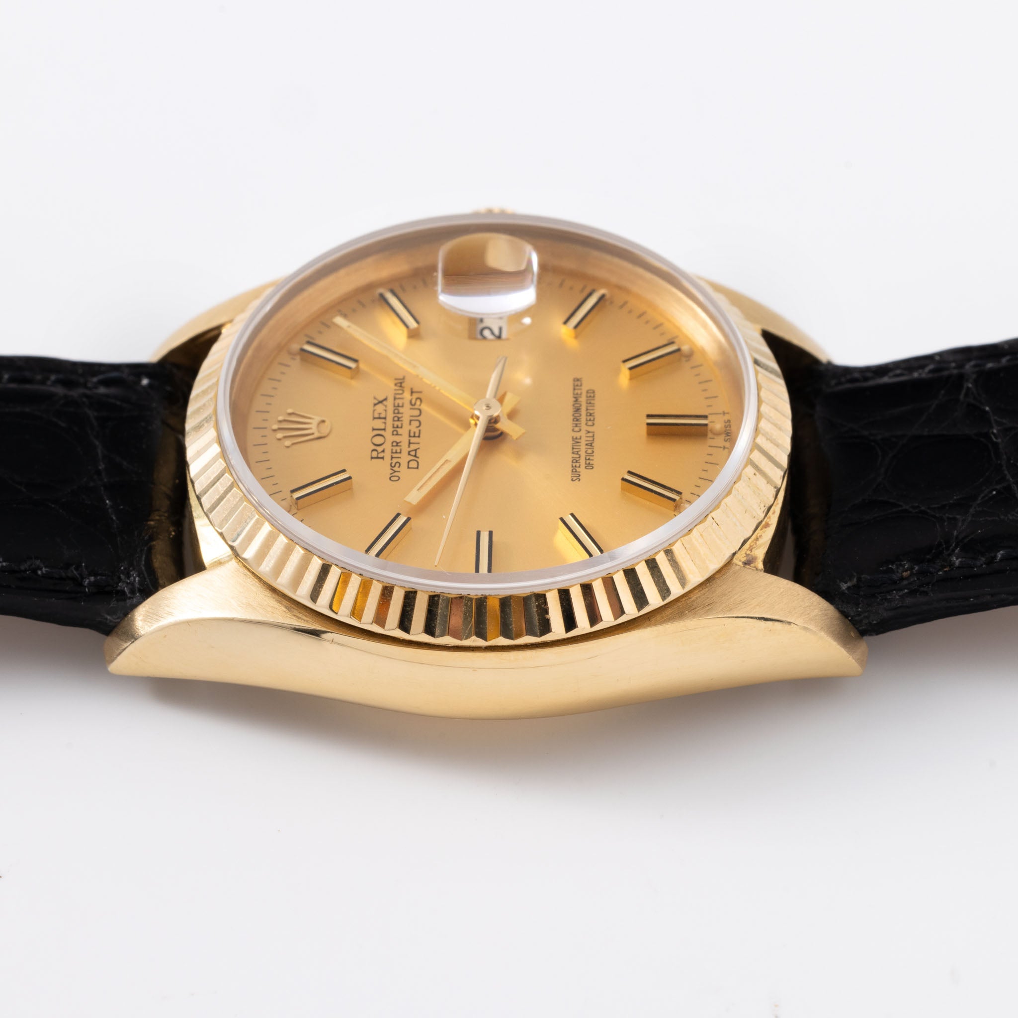 Rolex Datejust Yellow Gold Champagne Dial With Papers Ref 16018