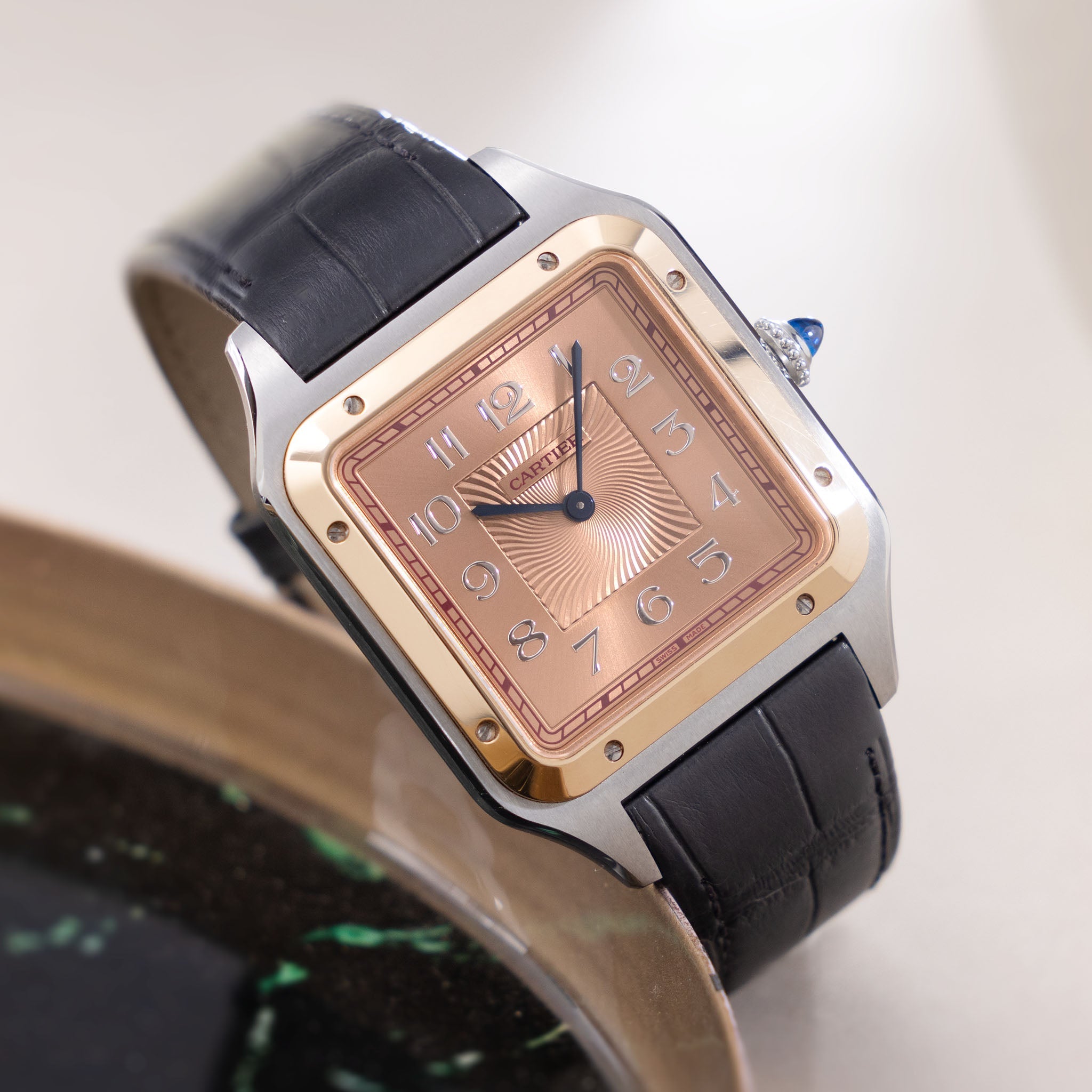 Cartier Santos Dumont Steel and Rose Gold Limited Edition Salmon Dial