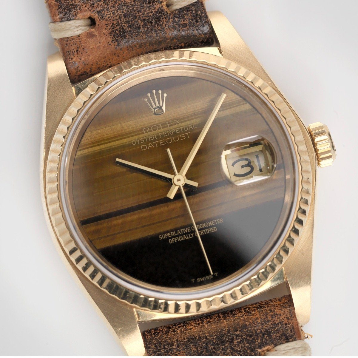 Rolex 16018 Datejust Tiger Eye 18K Yellow Gold