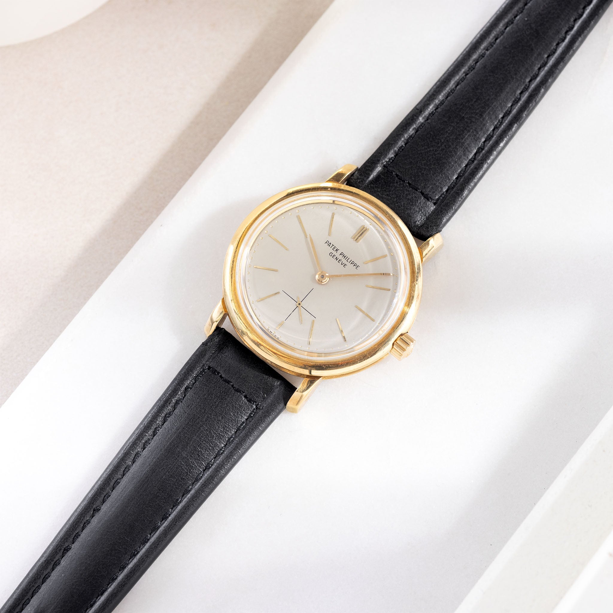 Strap for the Patek Philippe Calatrava - Black Sculpted Calfskin
