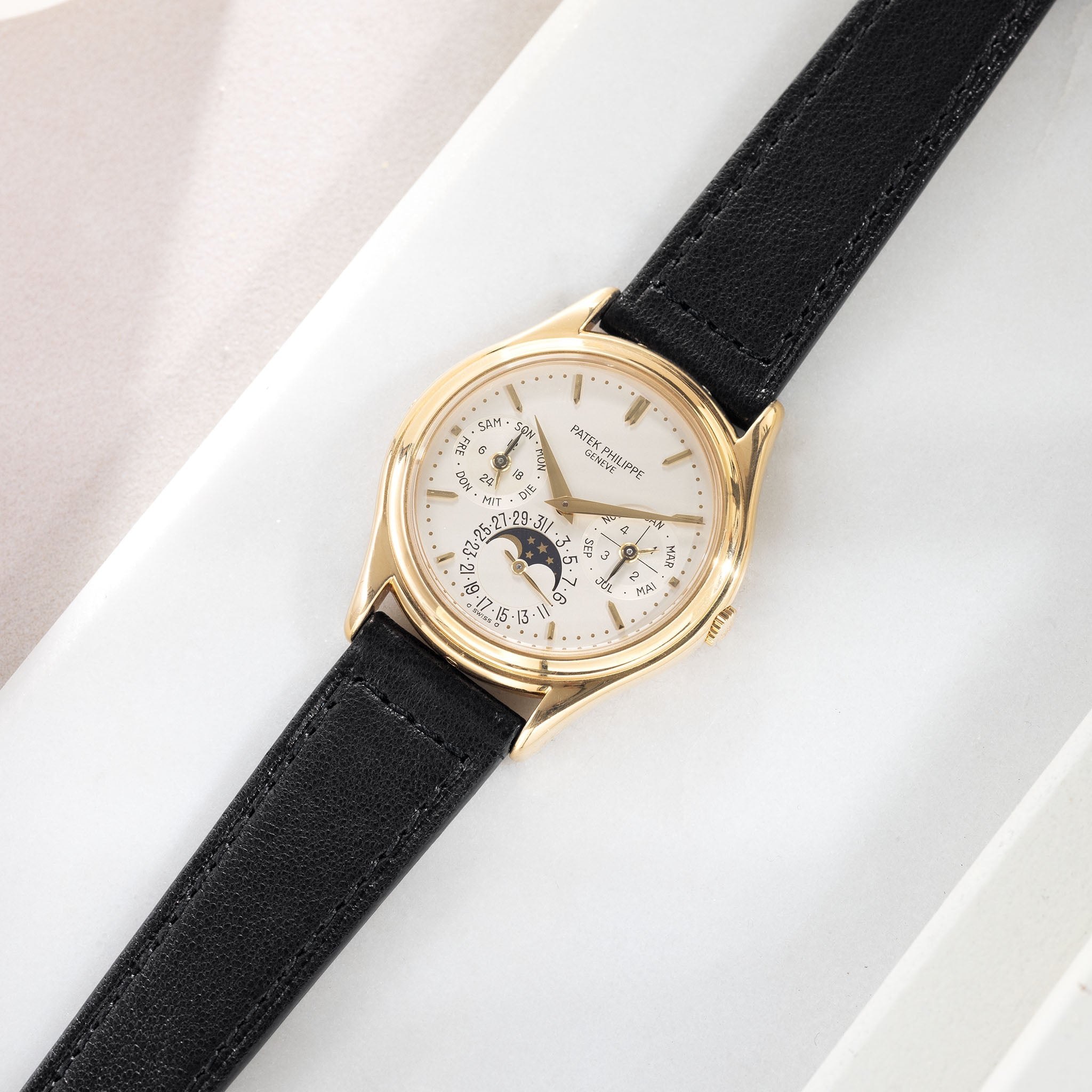 Strap for Patek Philippe 3940 Perpetual – Black Boxed Calfskin