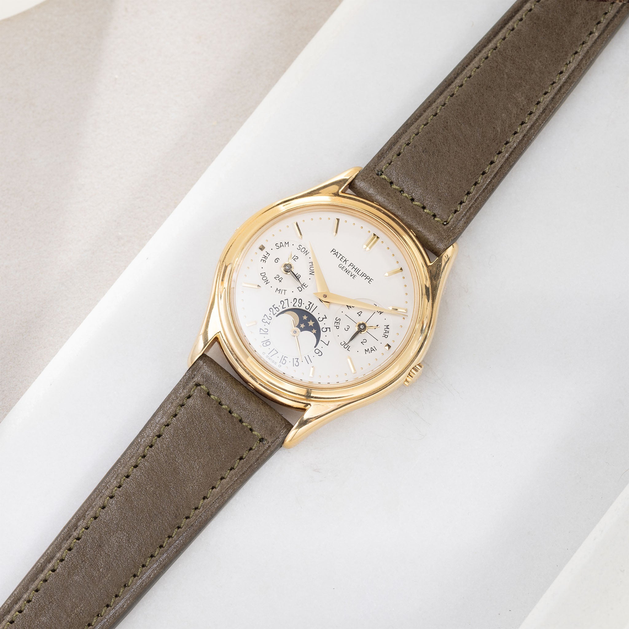 Strap for Patek Philippe 3940 Perpetual – Olive Green Boxed Calfskin