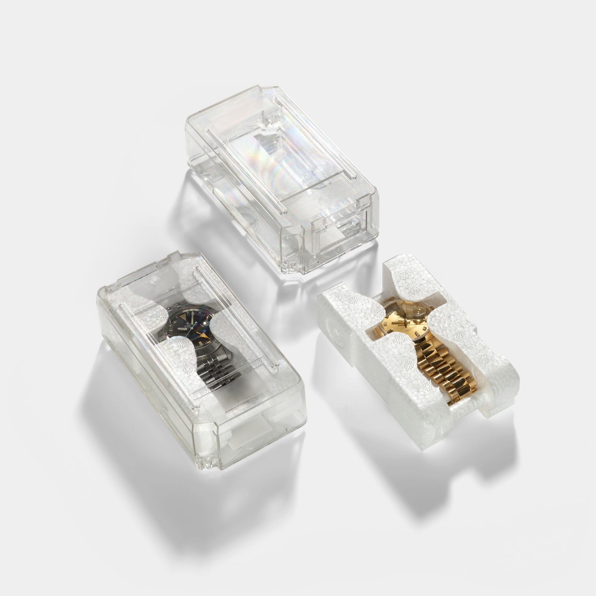 Transparente Uhren Transport- und Aufbewahrungsuhrboxen Set XL