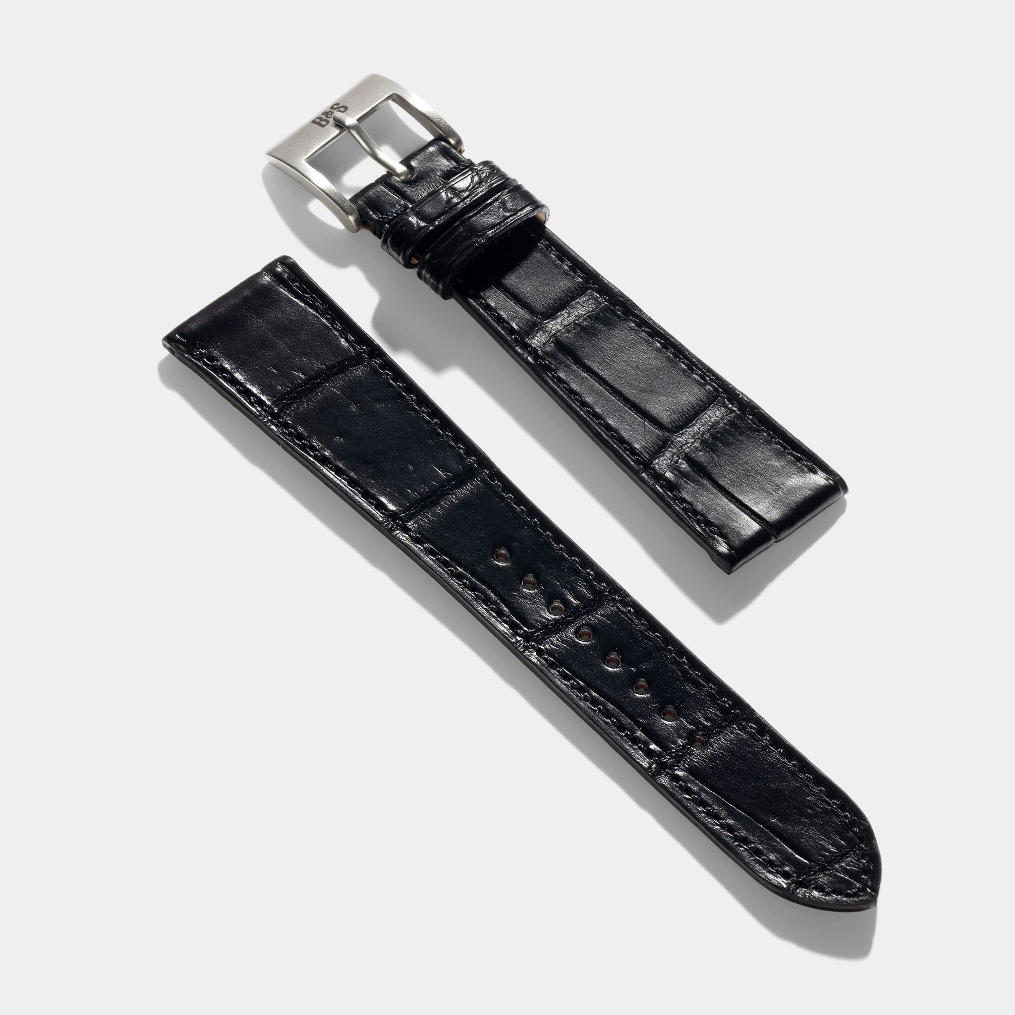 Strap for Patek Philippe 130 / 533 Chronograph - Black Premium Full-Cut Alligator Watch Strap
