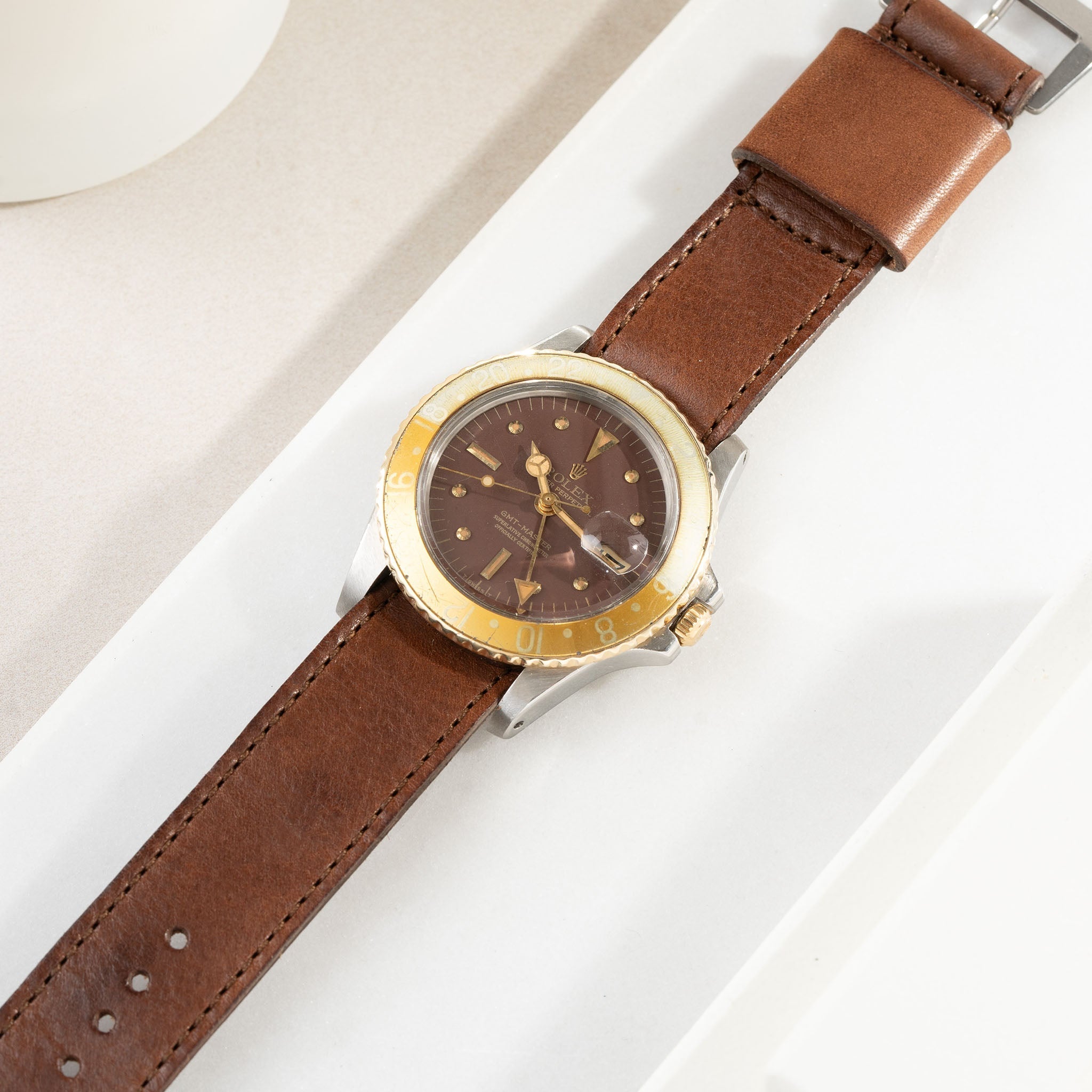 One Piece Single Pass Brown Chestnut Leather Watch Strap
