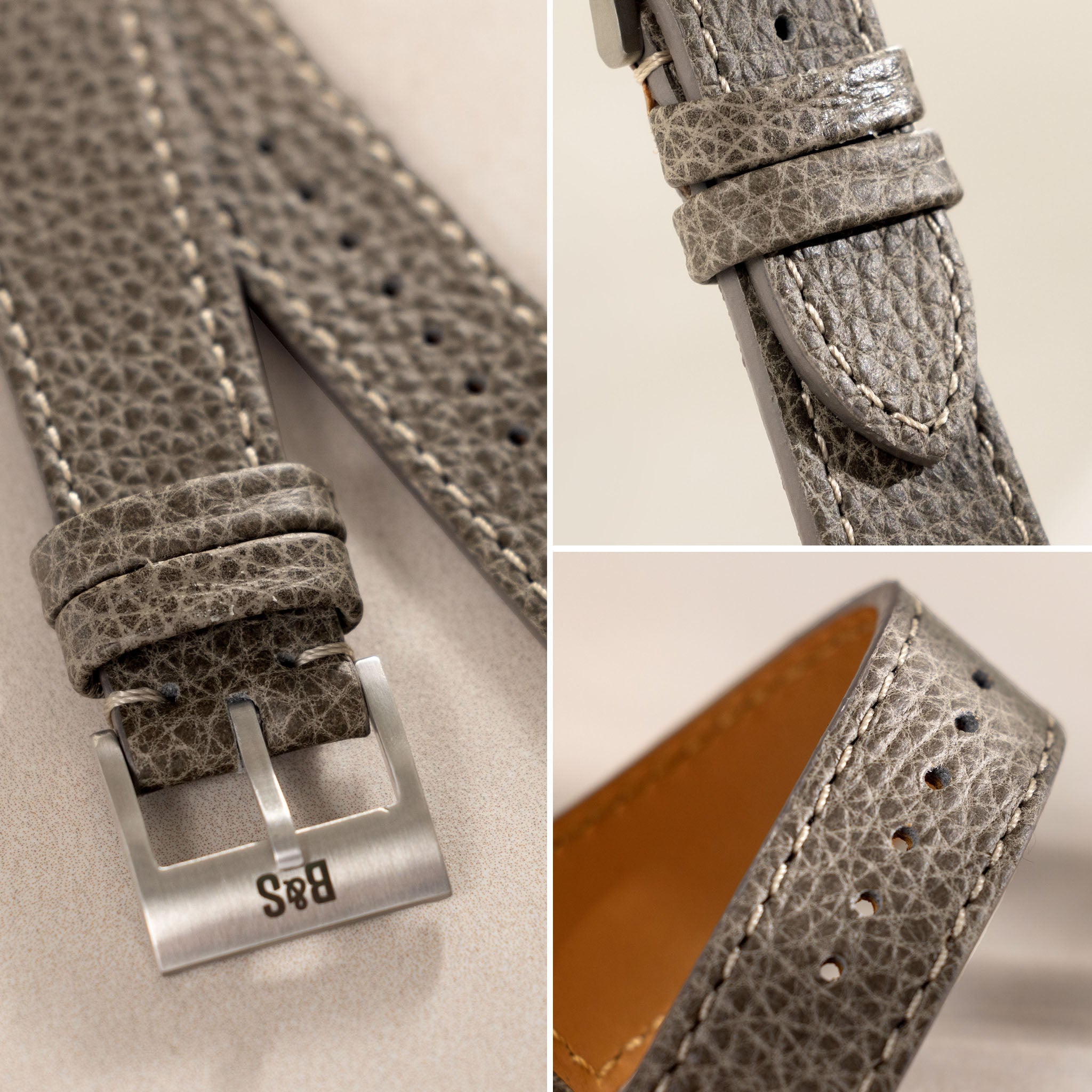 Quality_Grey_Leather_Watch_Strap_Details_For_Vintage_Wristwatches