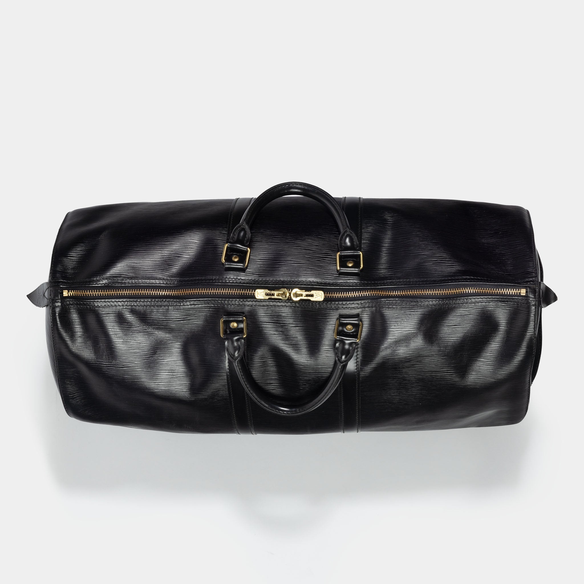 Luxus_Louis_Vuitton_Schwarze_Epi_Keepall_55_Reisetasche