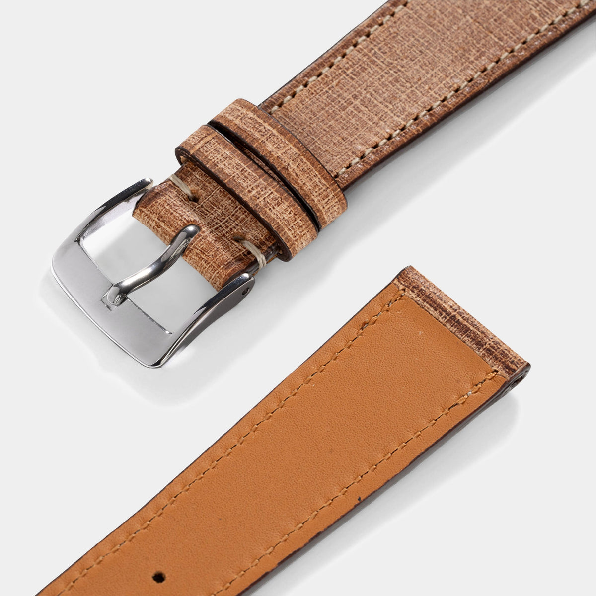 Linen Leather Watch Strap - Elegant Brown