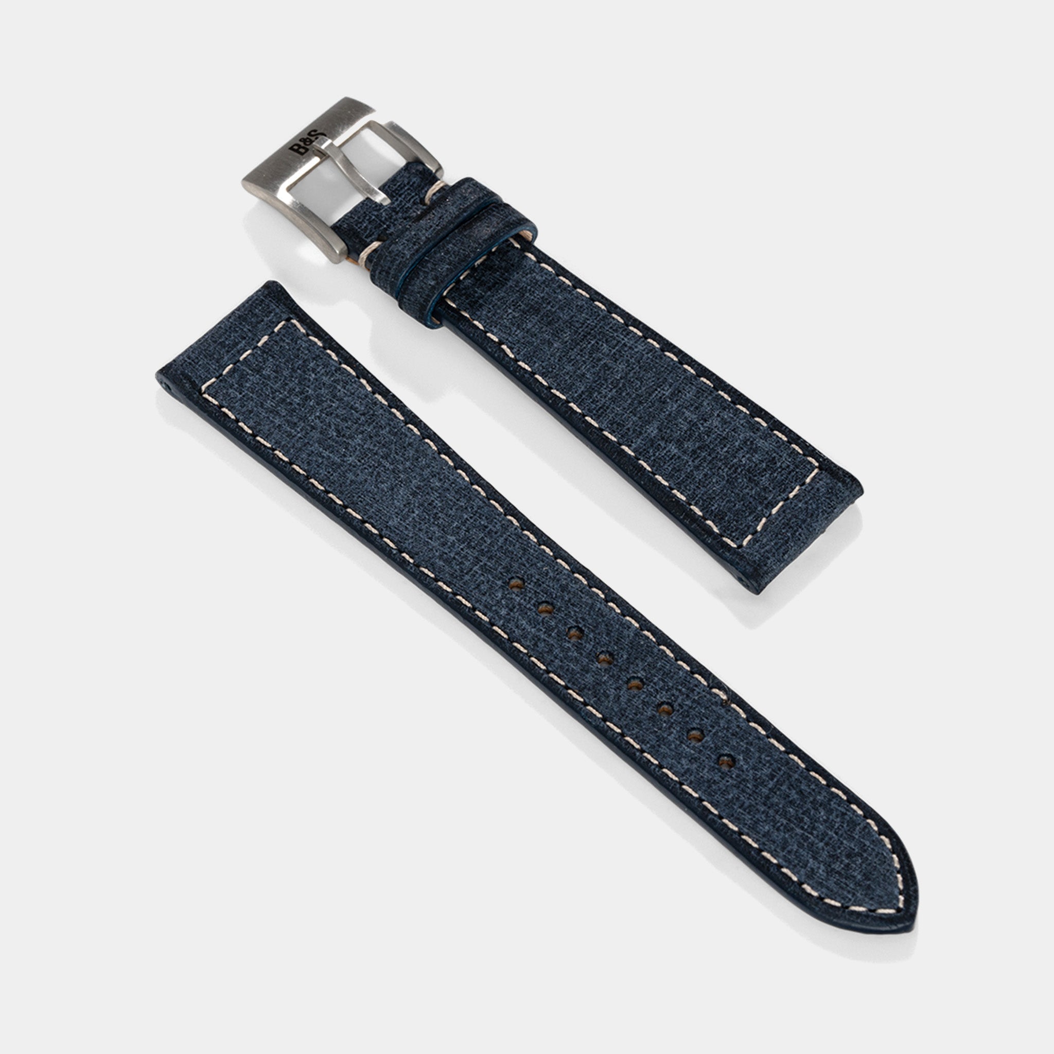 Uhrenarmband für IWC Portofino - Linen Boxed Leather Denim Blue