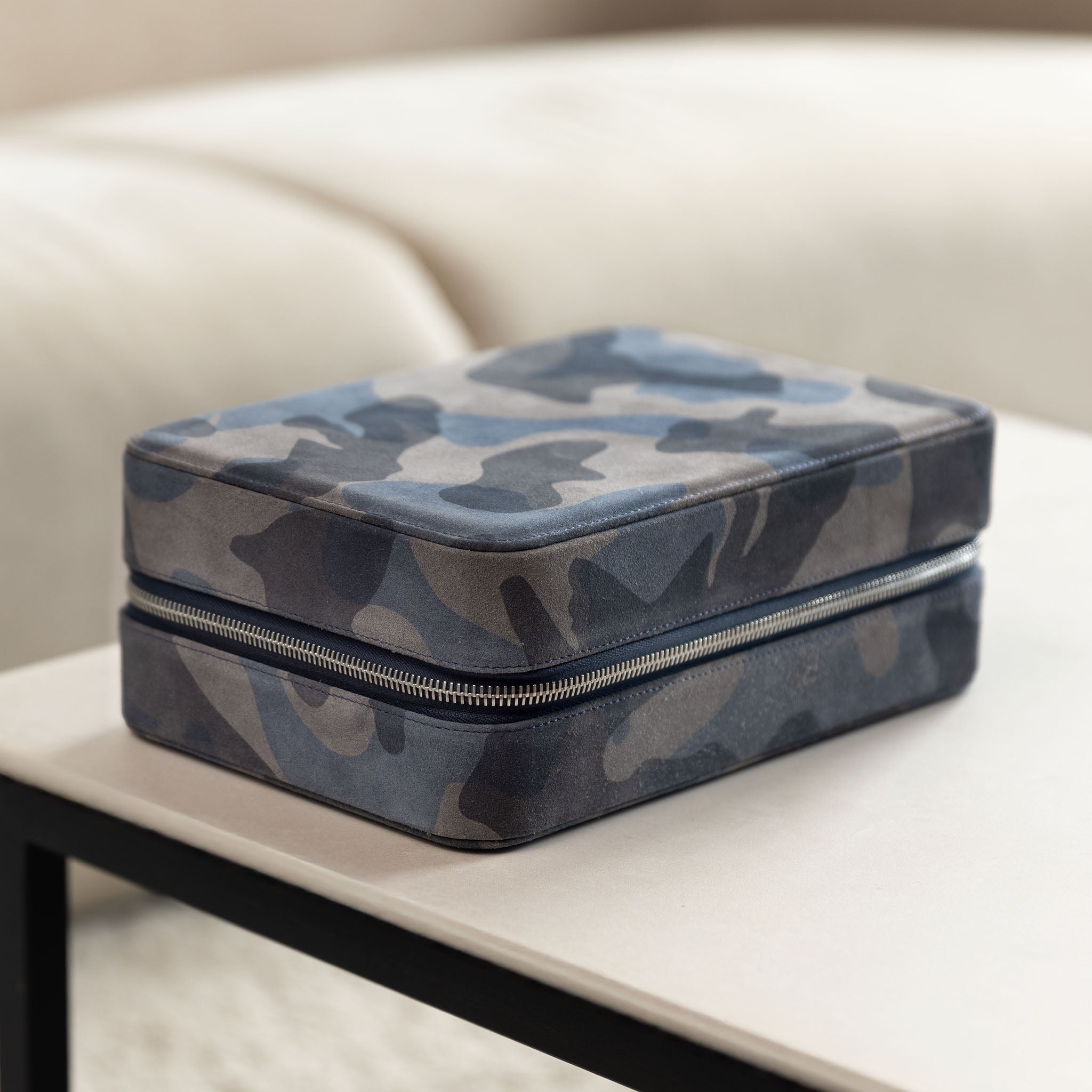 Blue Camo Suede Luxury Leather Watch Box