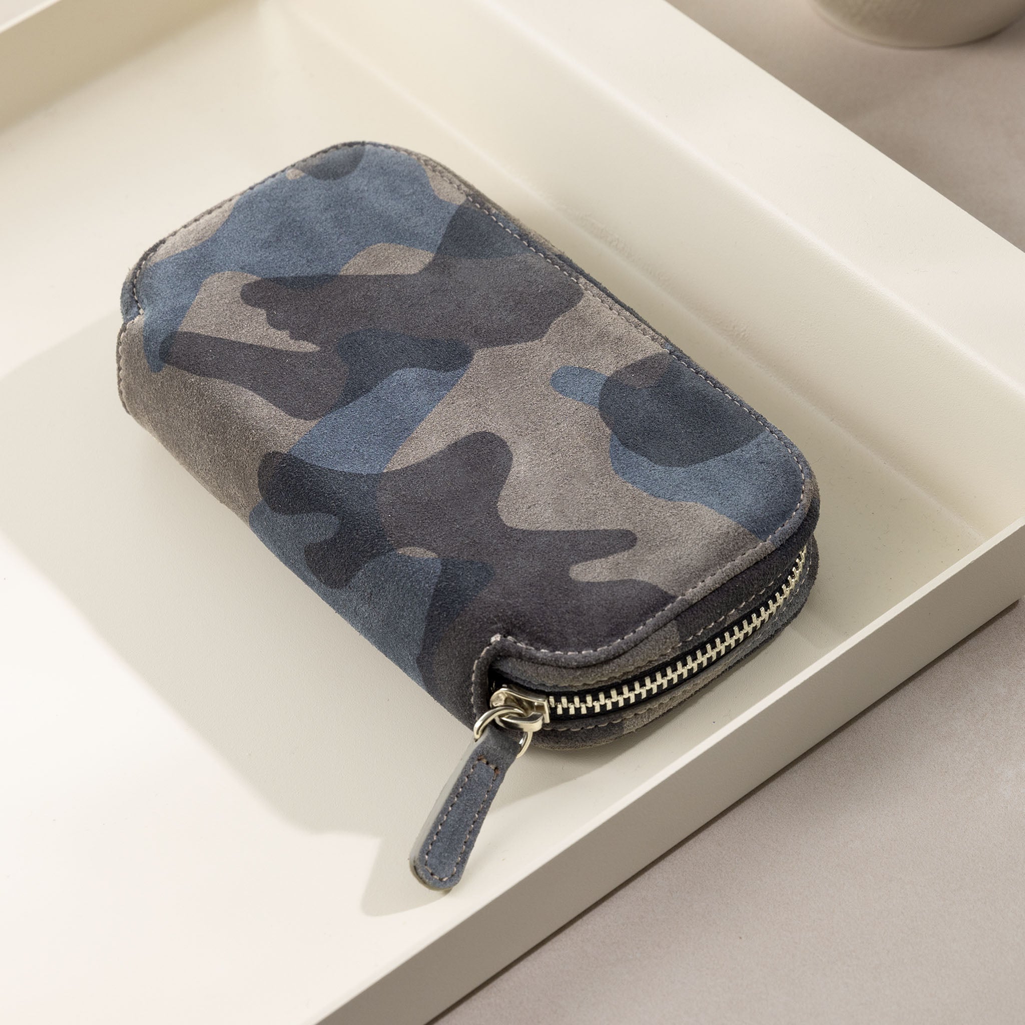 Zip Wildleder Uhrenetui Navy Camo