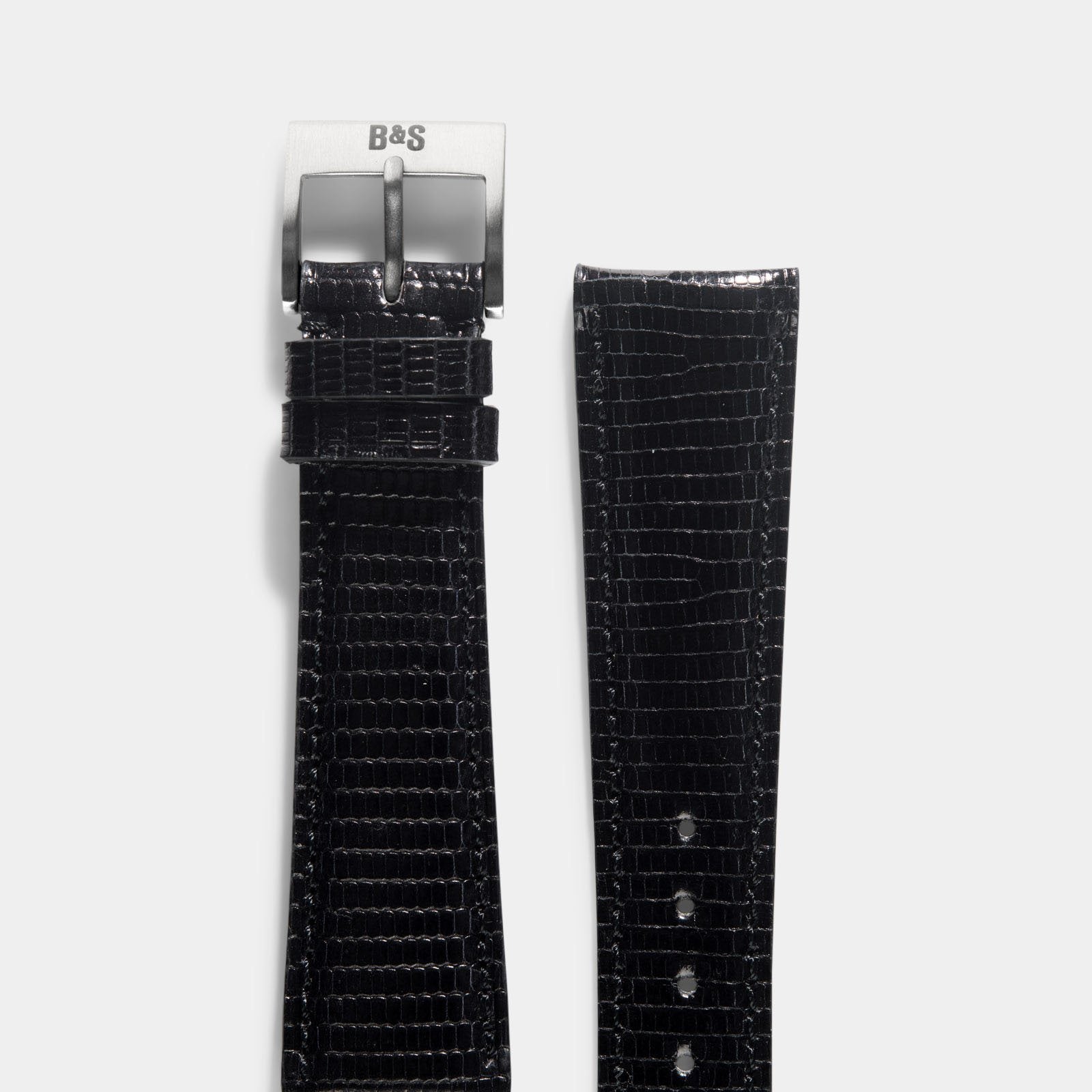 Uhrenarmband für Rolex Submariner 5513 & 1680 - Brilliant Black Lizard Leather