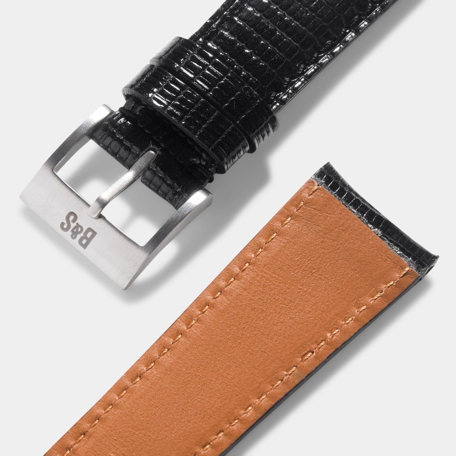 Uhrenarmband für Rolex Submariner 5513 & 1680 - Brilliant Black Lizard Leather
