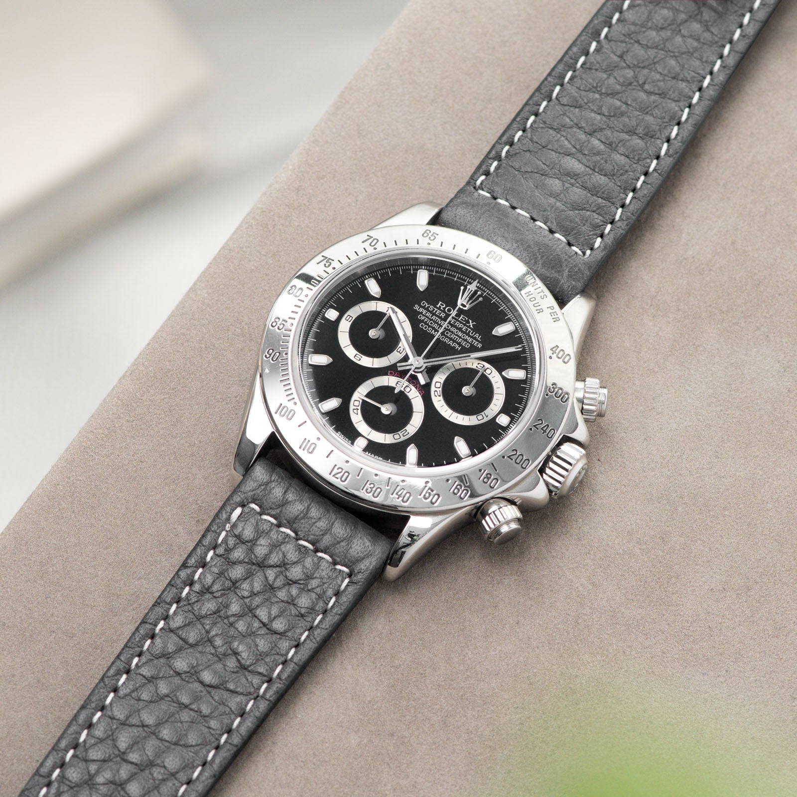 Elephant Grey Leather Watch Strap