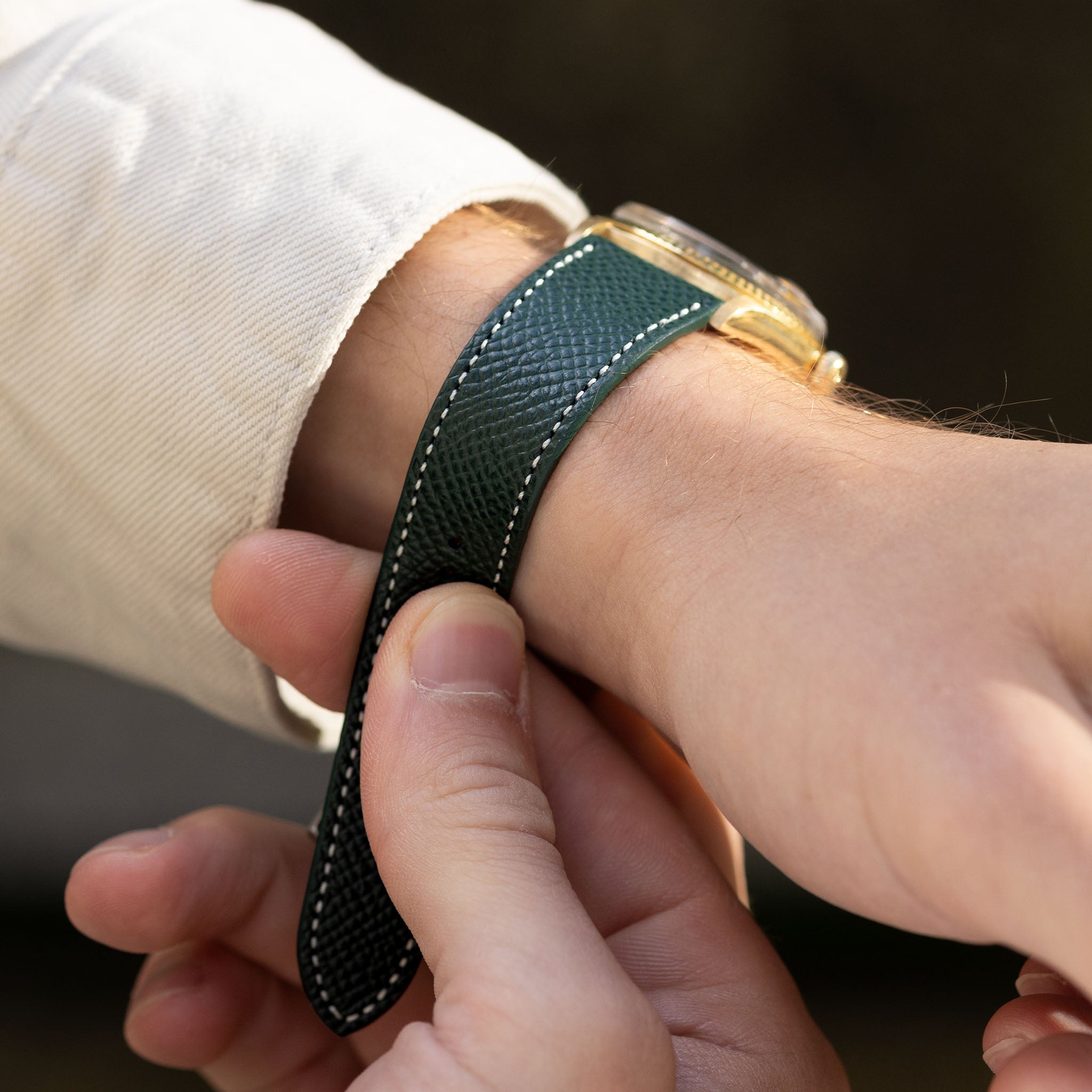 Marston Calf Dark Green Leather Watch Strap