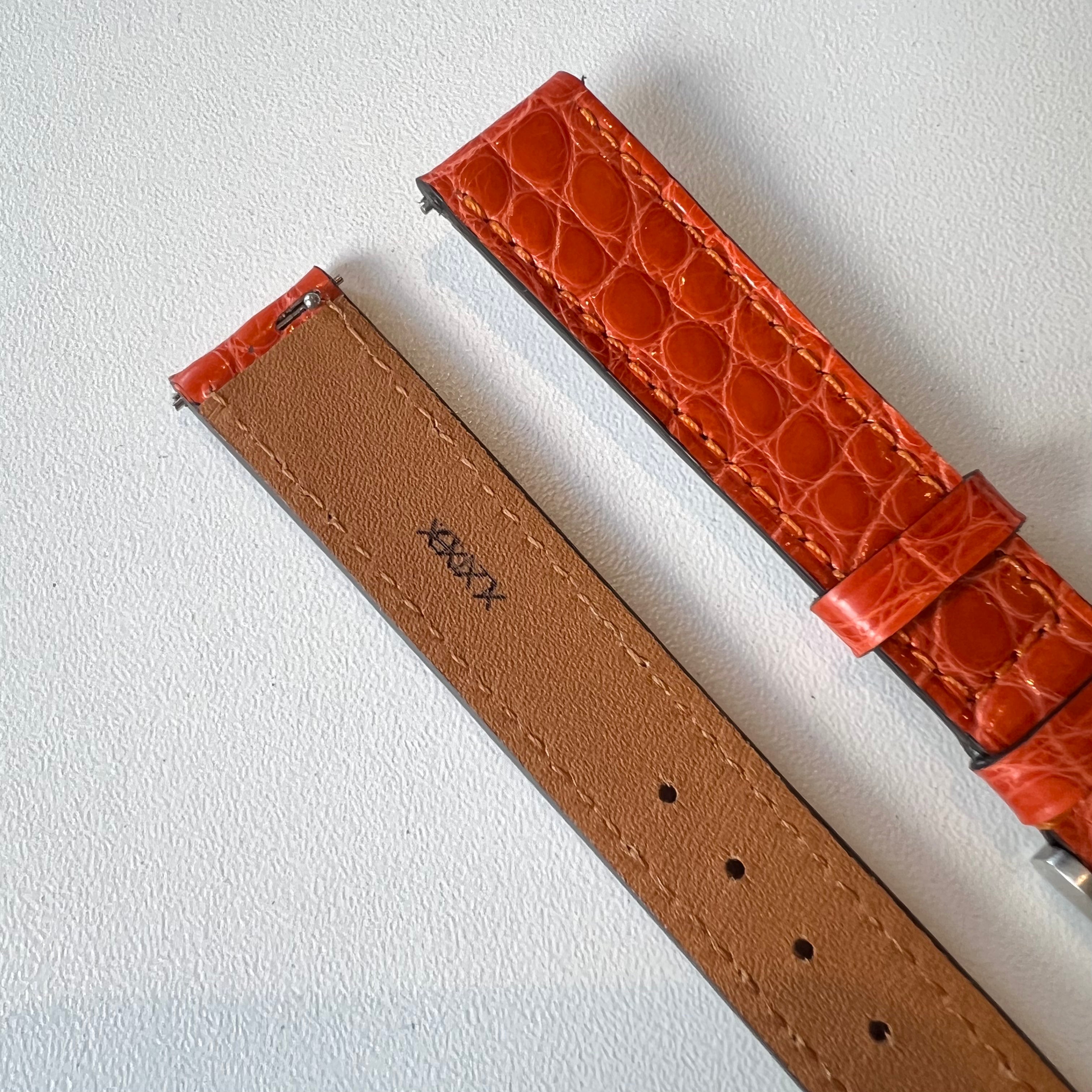 Sample Sale - Brilliant Orange Alligator Leather Watch Strap - 16mm - Quick Release