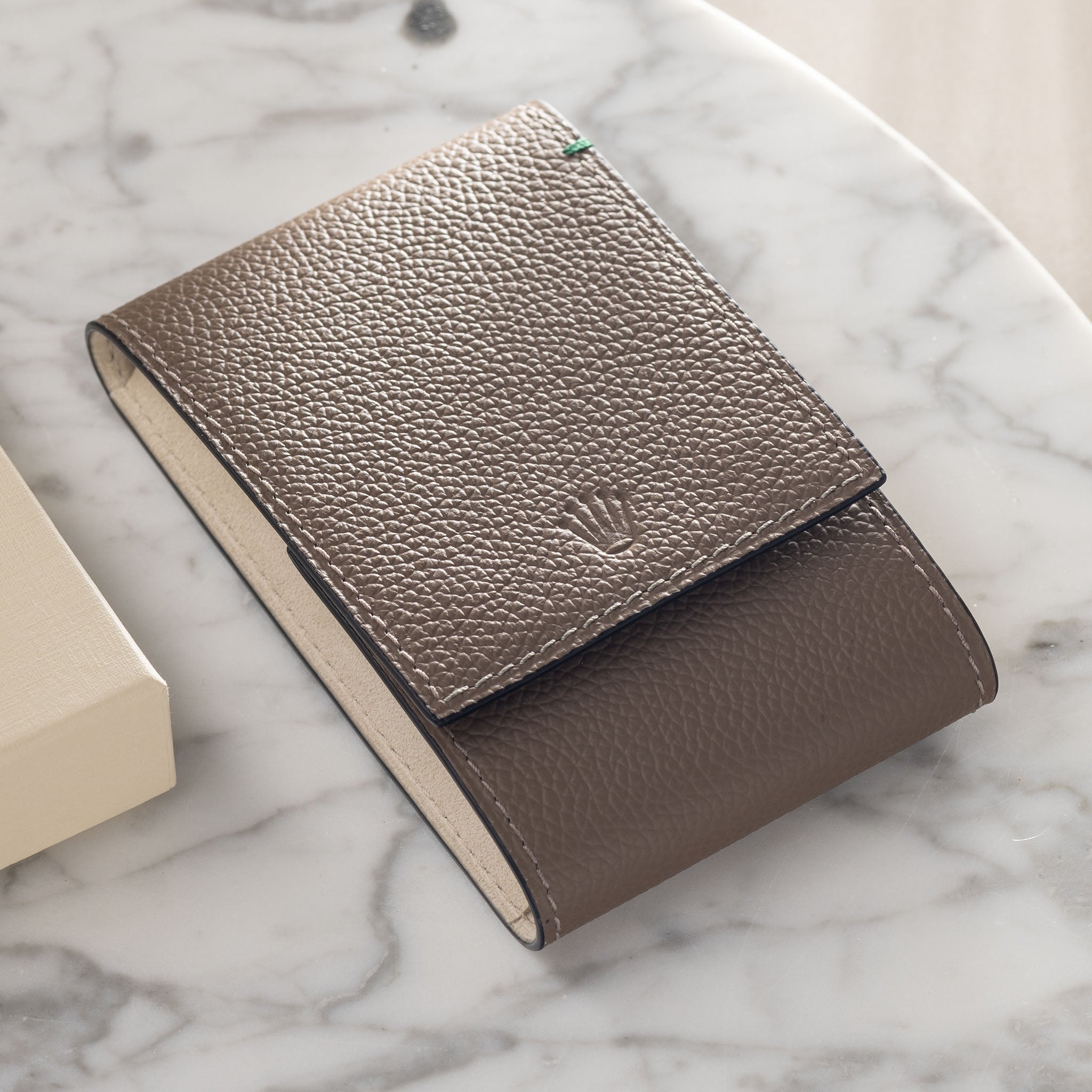 Taupe color single watch leather pouch