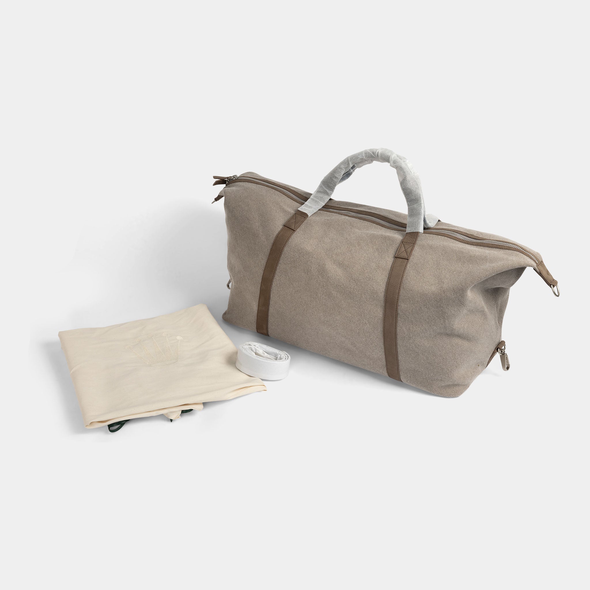 Rolex taupe grain canvas/ suede travel  Bag