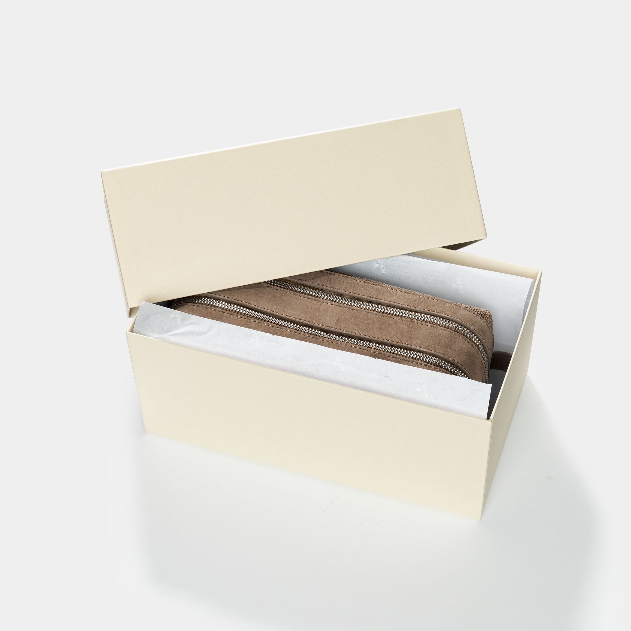 Rolex Toiletry Bag  Taupe Coloured in Canvas and Suede