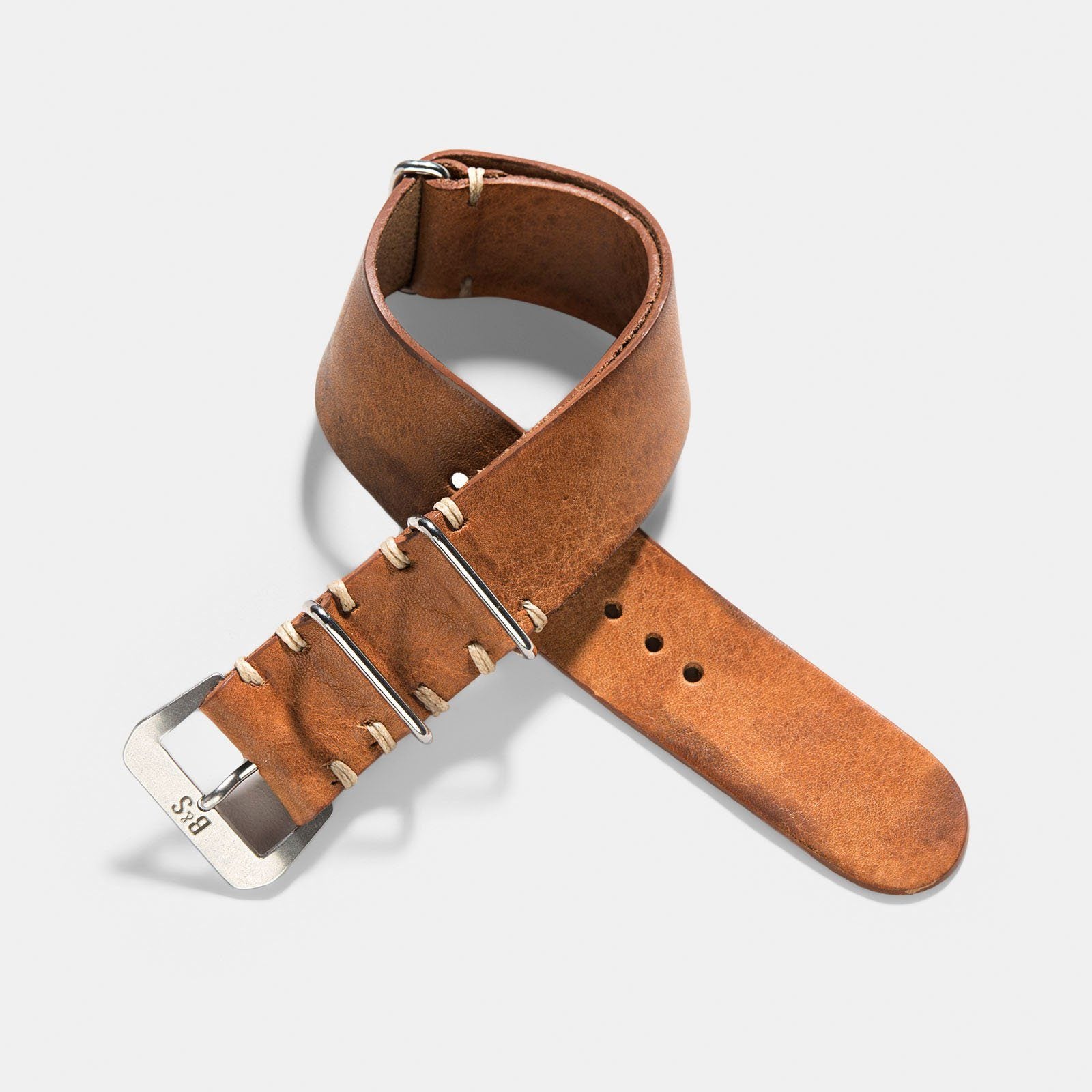 Uhrenarmband für Rolex Submariner 5513 & 1680 - Caramel Brown Single Pass Leather