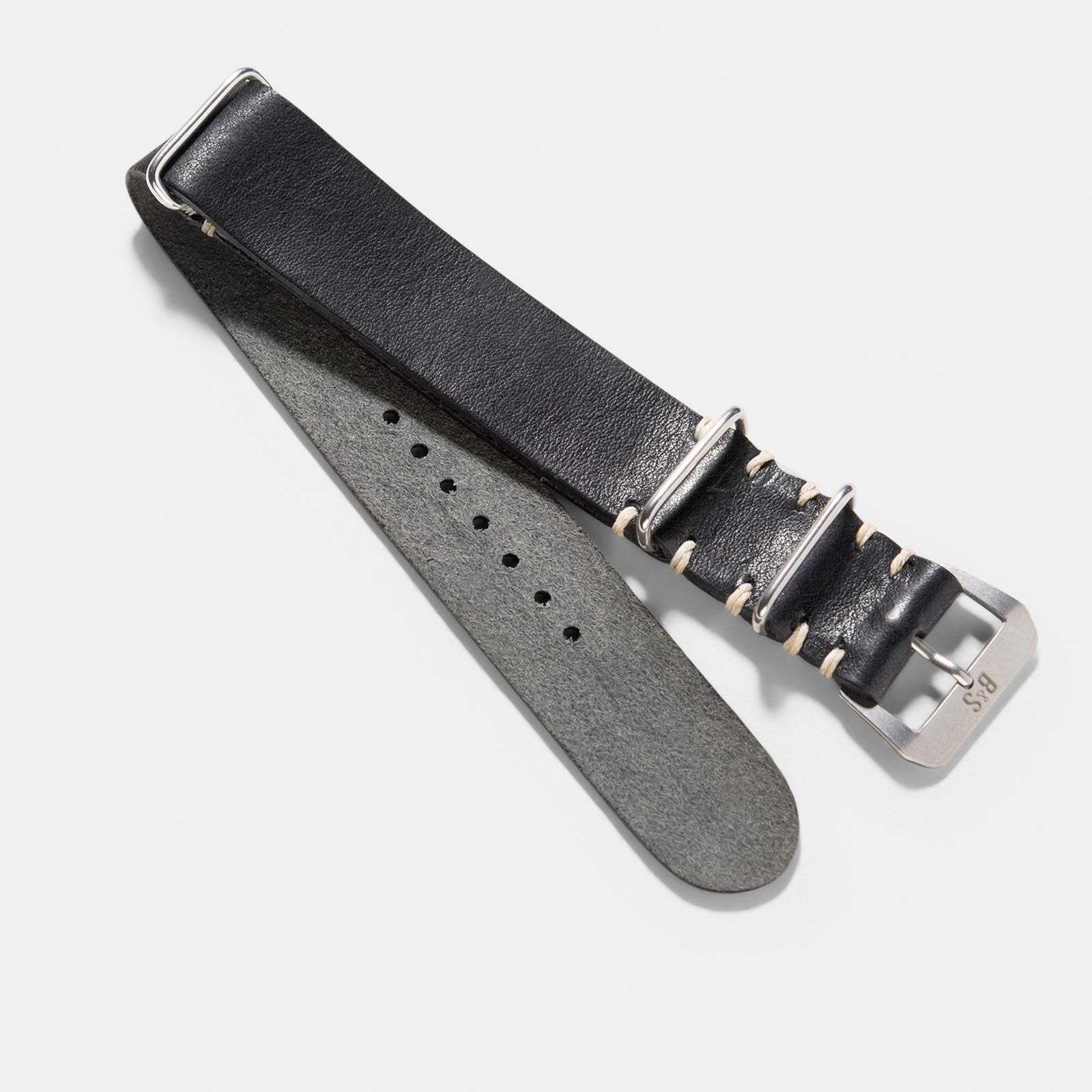 Uhrenarmband für Tudor Black Bay 41mm - Black Single Pass Leather