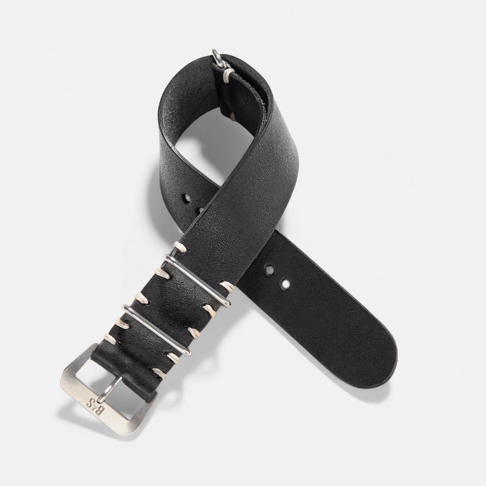 Uhrenarmband für Tudor Black Bay 41mm - Black Single Pass Leather