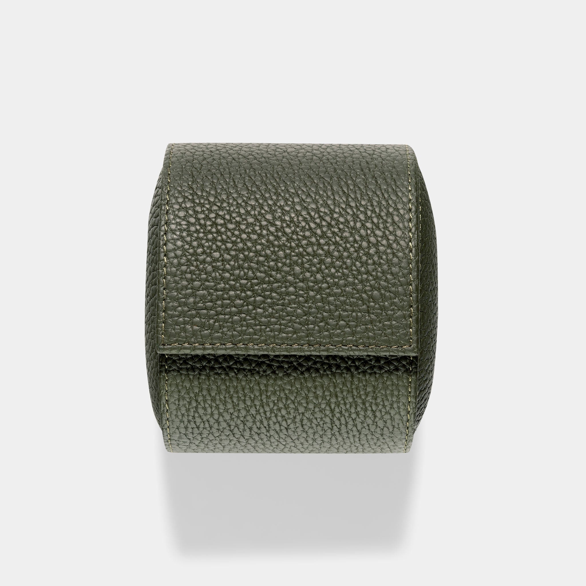 Oval Single Olive Green Leather Watch Box