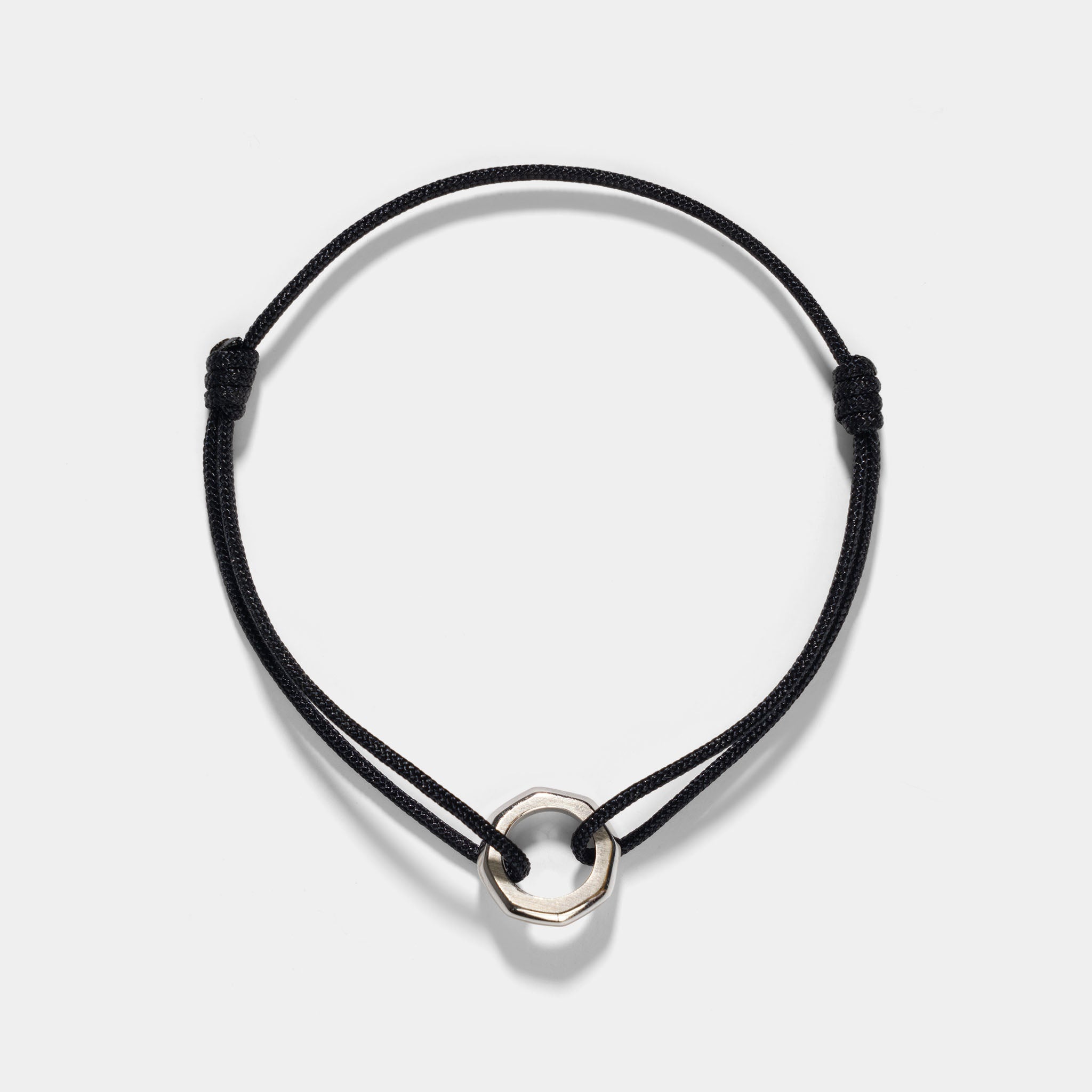 Oskar Gydell Octa Ring With Nylon Cord Silver Black