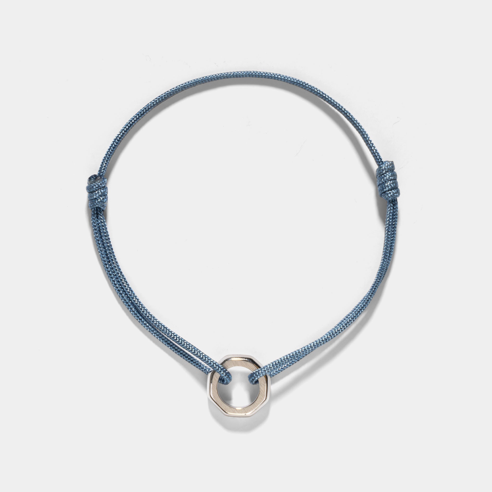 Oskar Gydell Octa Ring With Nylon Cord Silver Denim Blue