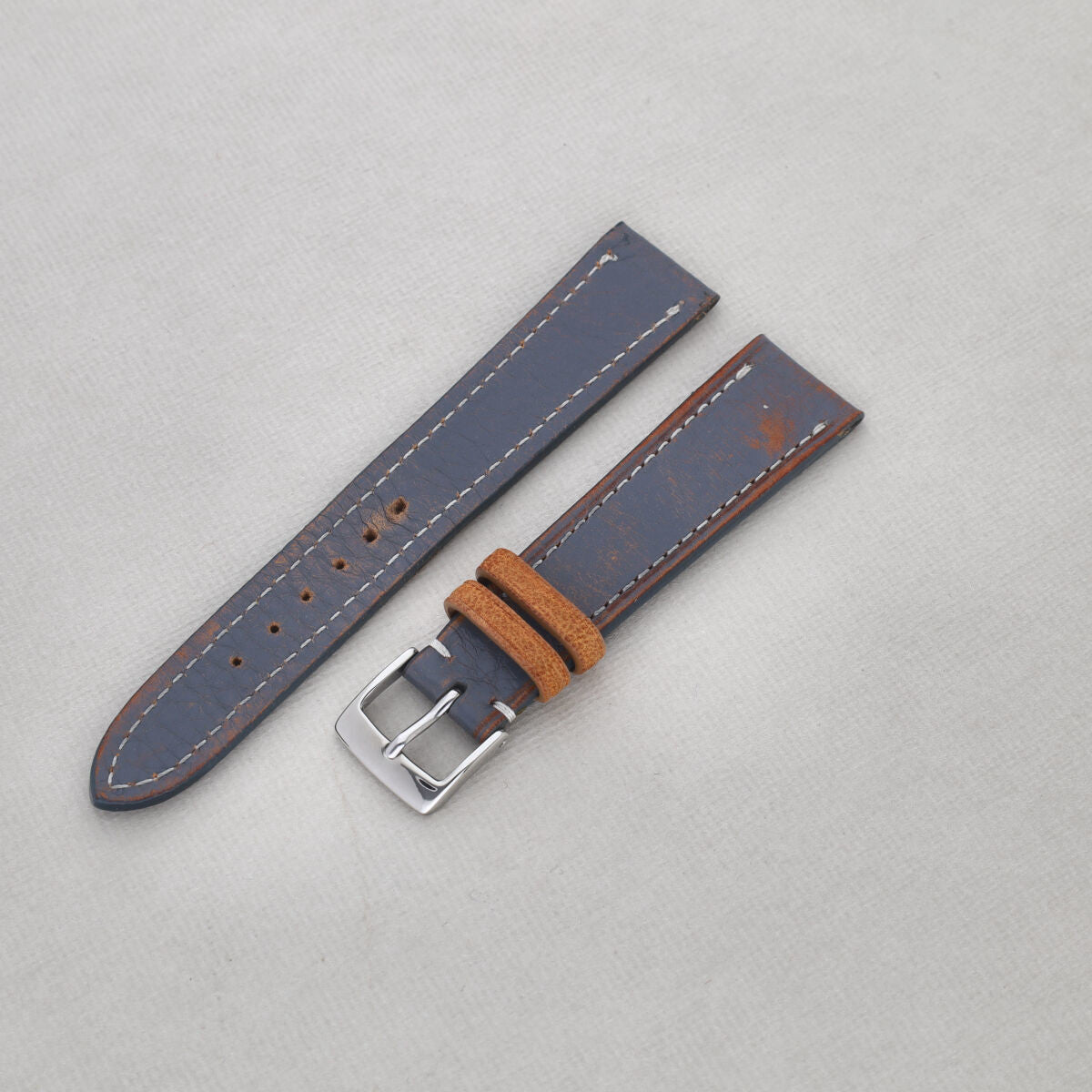 Sample Sale - Denim Blue Retro Leather Watch Strap - 20mm