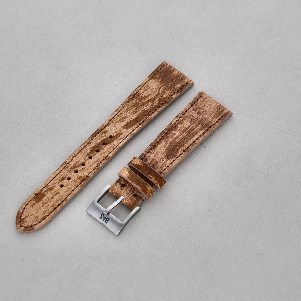 Sample Sale - Brown Paint Brushed Leather Watch Strap - 20mm