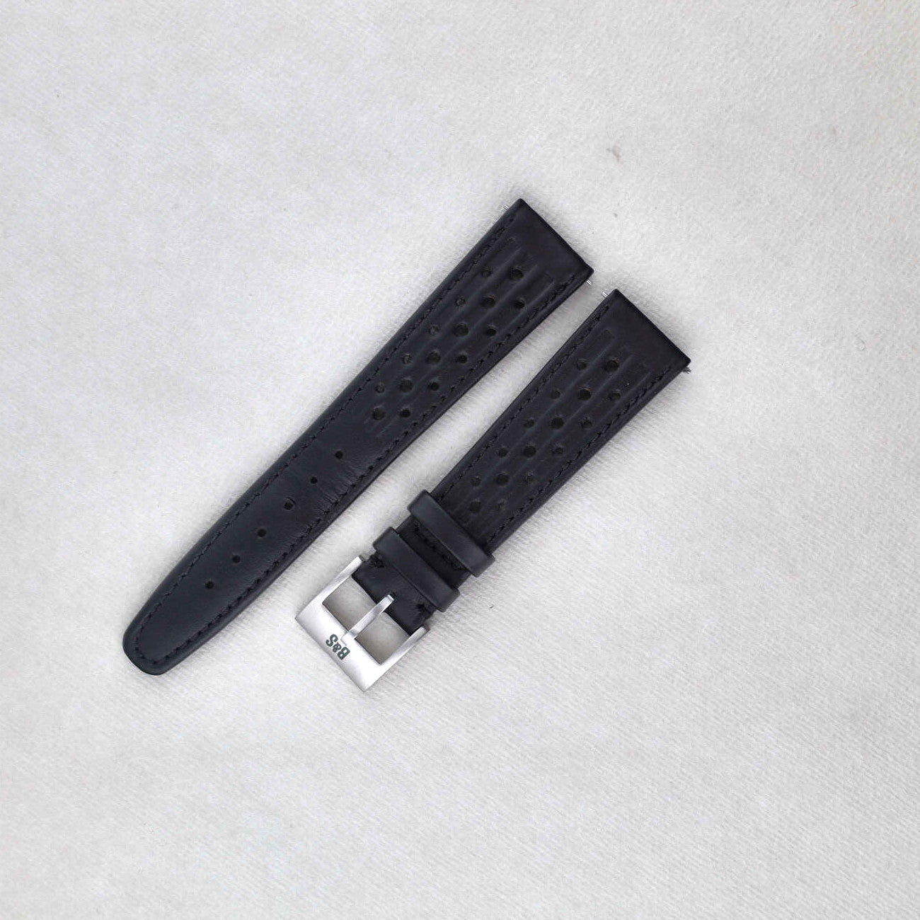 Sample Sale - Racing Black Speedy Leather Watch Strap - 20mm