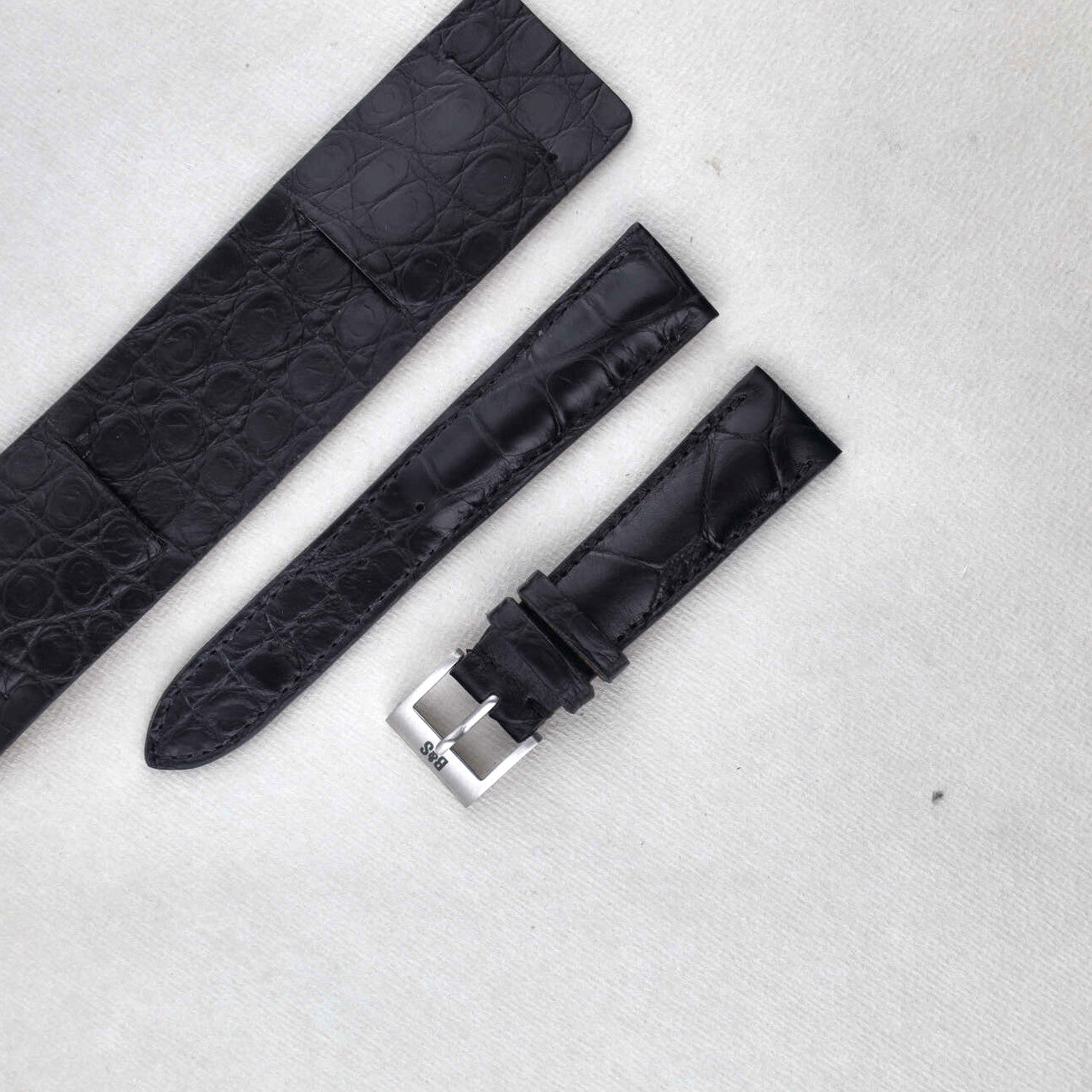 Sample Sale - Newman Black Croco Leather Watch Strap - 19mm