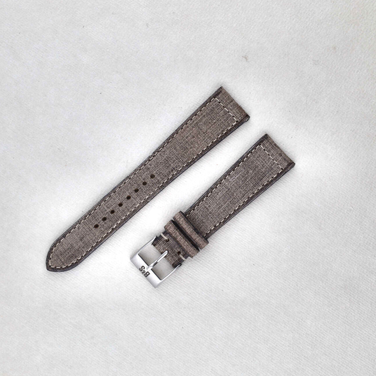 Sample Sale - Linen Boxed Leather Watch Strap - Elegant Grey - 20mm