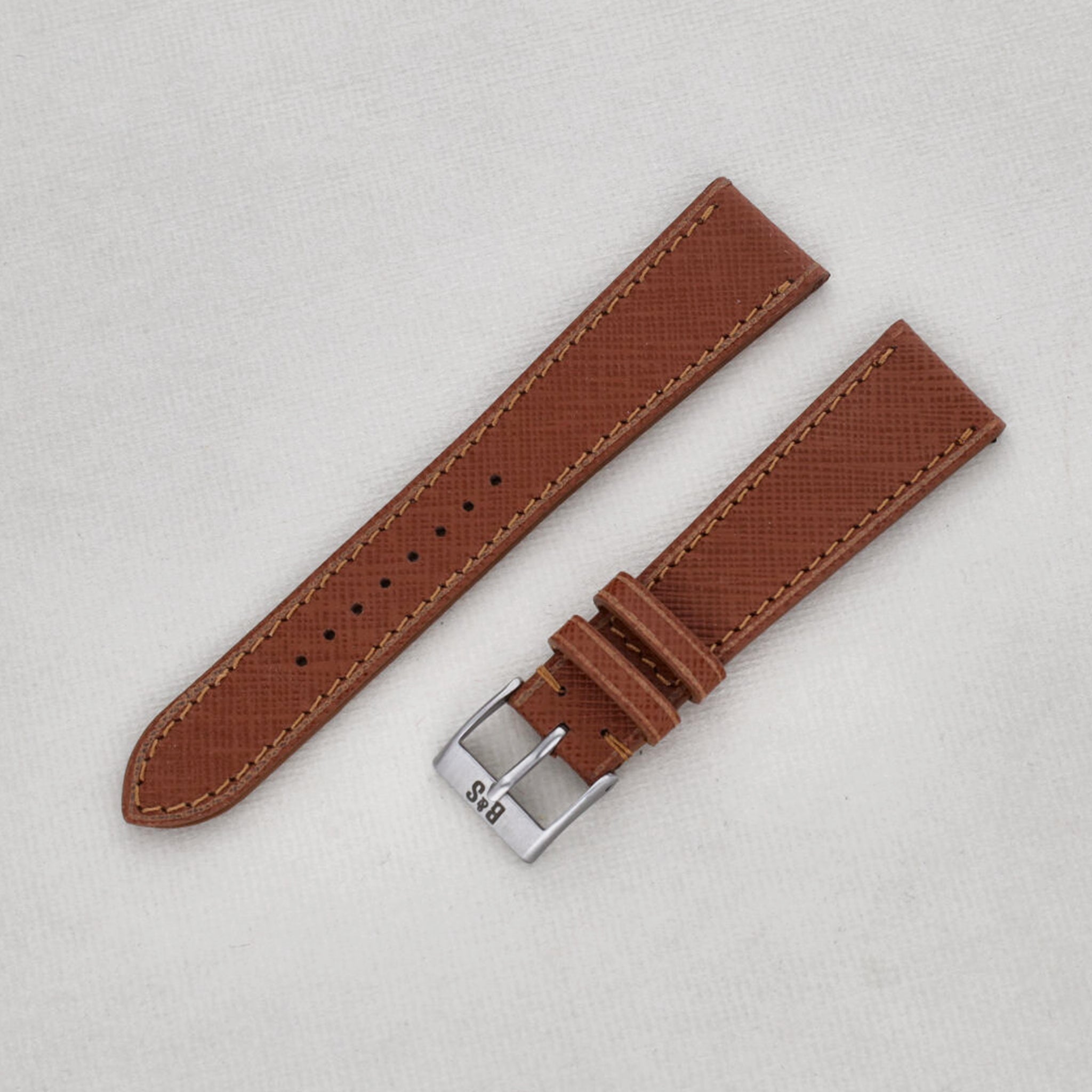 Sample Sale - Saffiano Cognac Brown Leather Watch Strap - 20mm