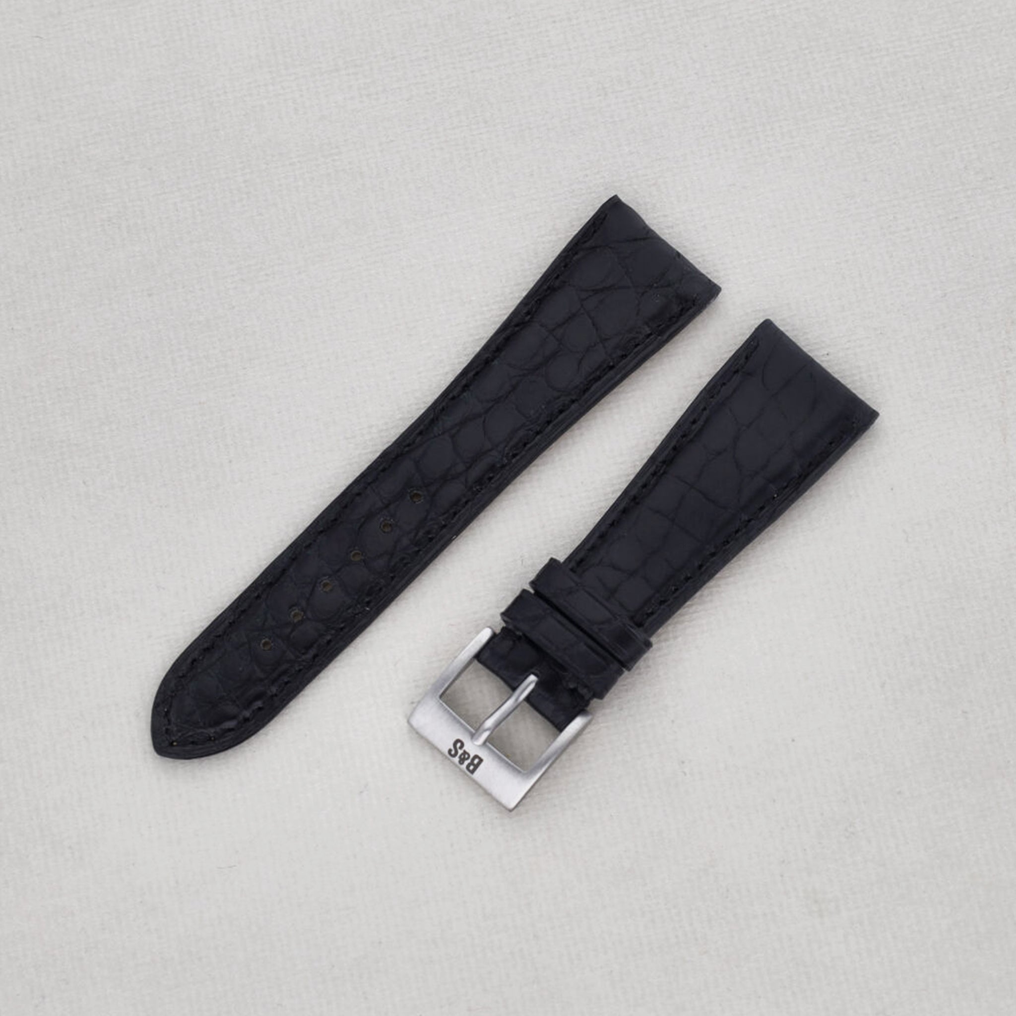 Sample Sale - Black Alligator Leather Watch Strap - 21mm - Short