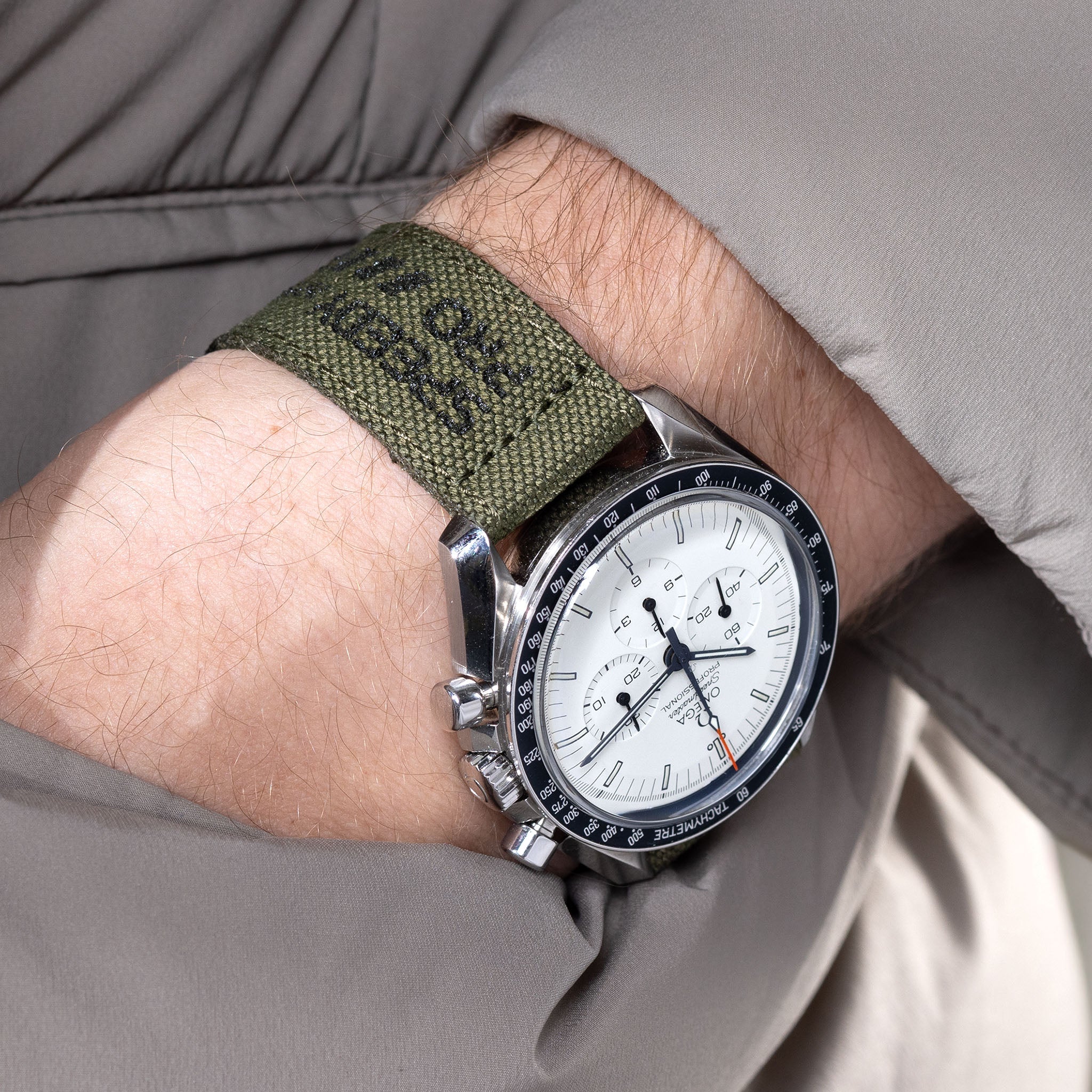 Uhrenarmband für Omega Speedmaster Professional - Canvas Speedy Print in Olive, Taupe oder Grau
