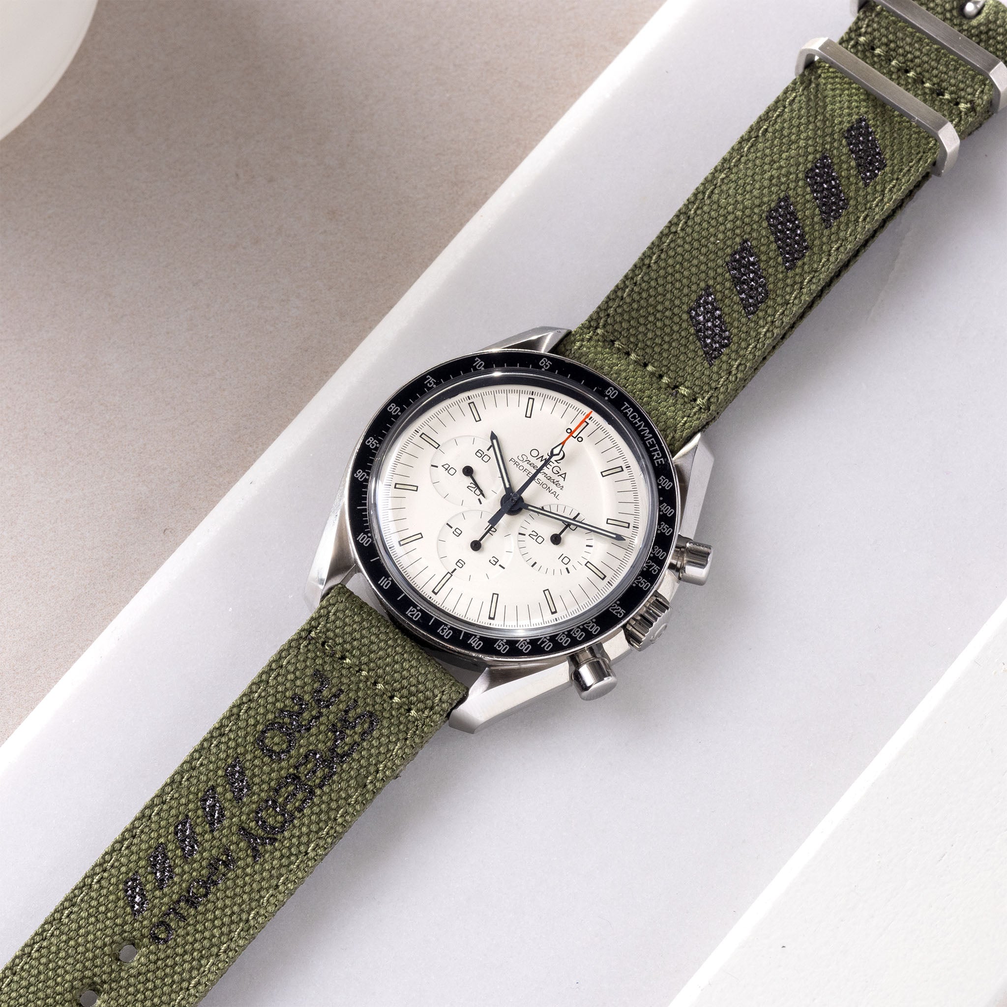 Uhrenarmband für Omega Speedmaster Professional - Canvas Speedy Print in Olive, Taupe oder Grau