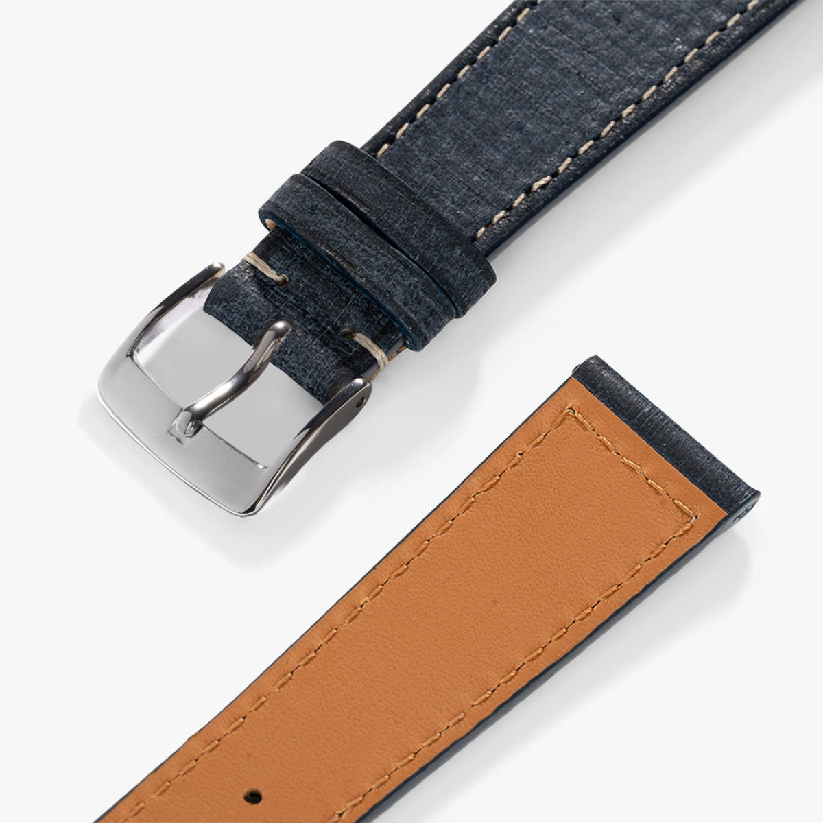 Linen Leather Watch Strap - Denim Blue