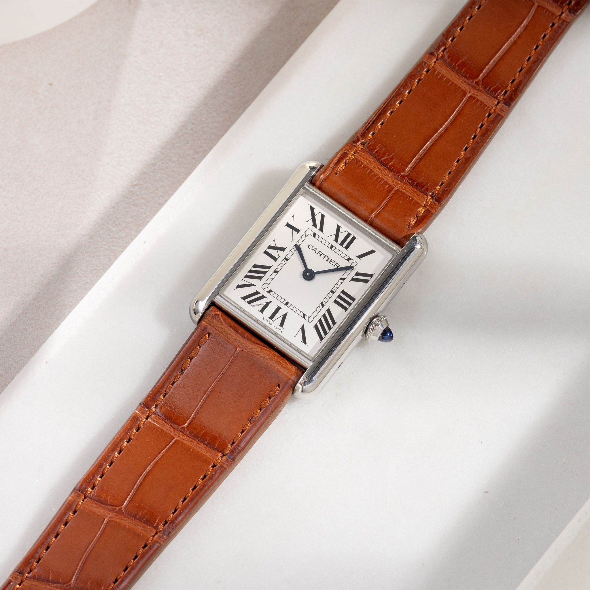 Uhrenarmband für Cartier Tank Must (2021-2024) - The Cognac Alligator Full Cut