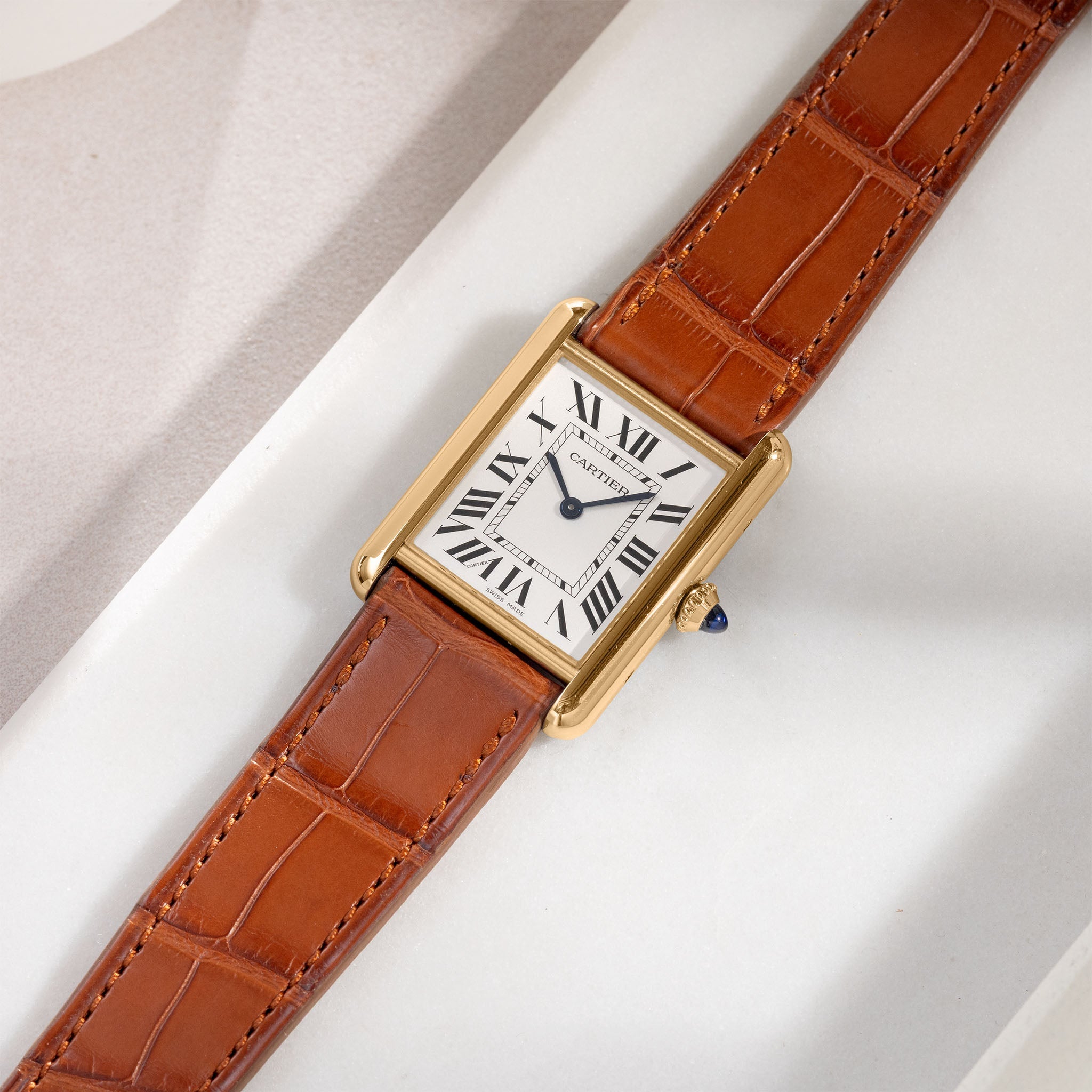 Uhrenarmband für Cartier Tank Louis (2021-2024) - The Cognac Alligator Full Cut