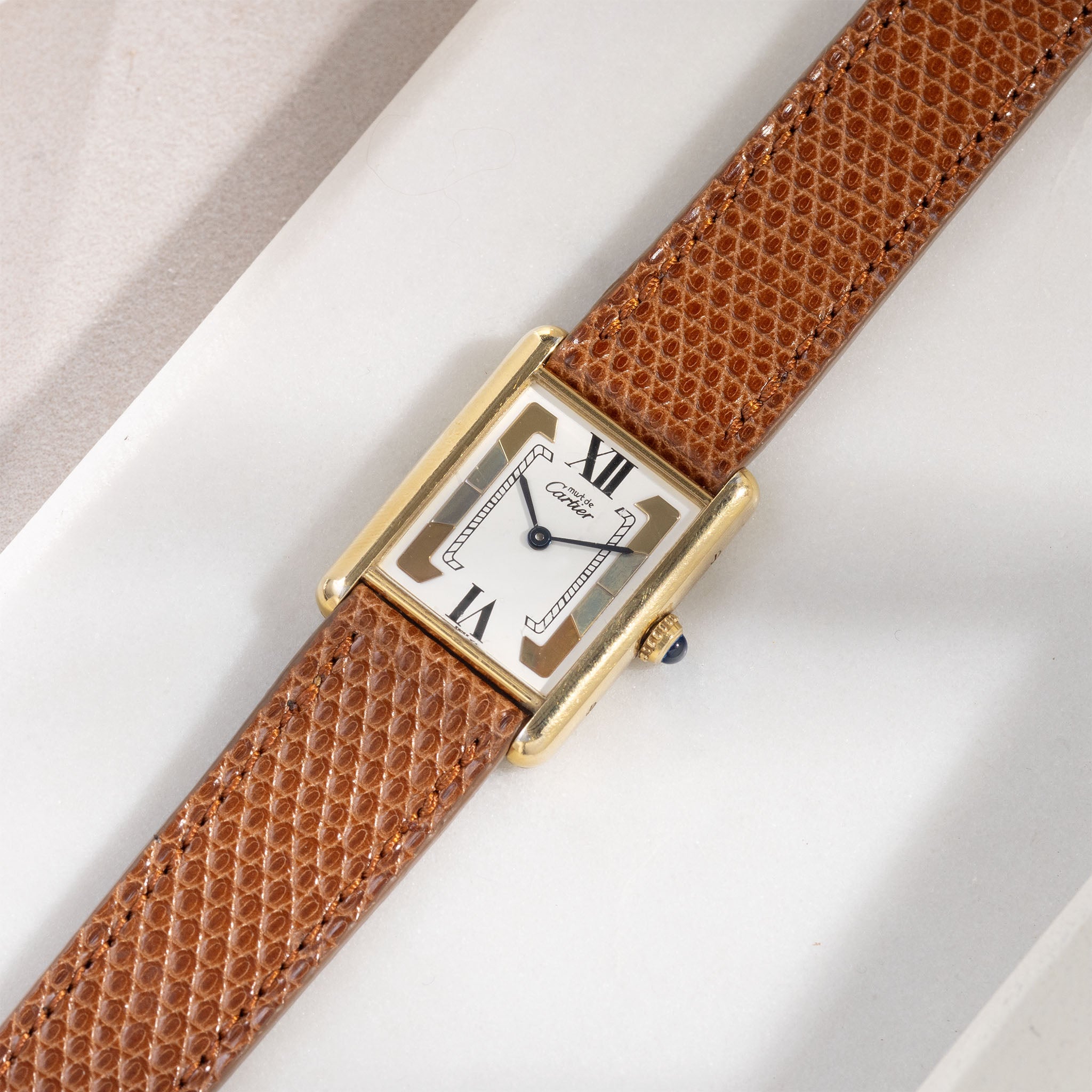 Uhrenarmband für Cartier 17.5mm - The Cognac Brown Lizard