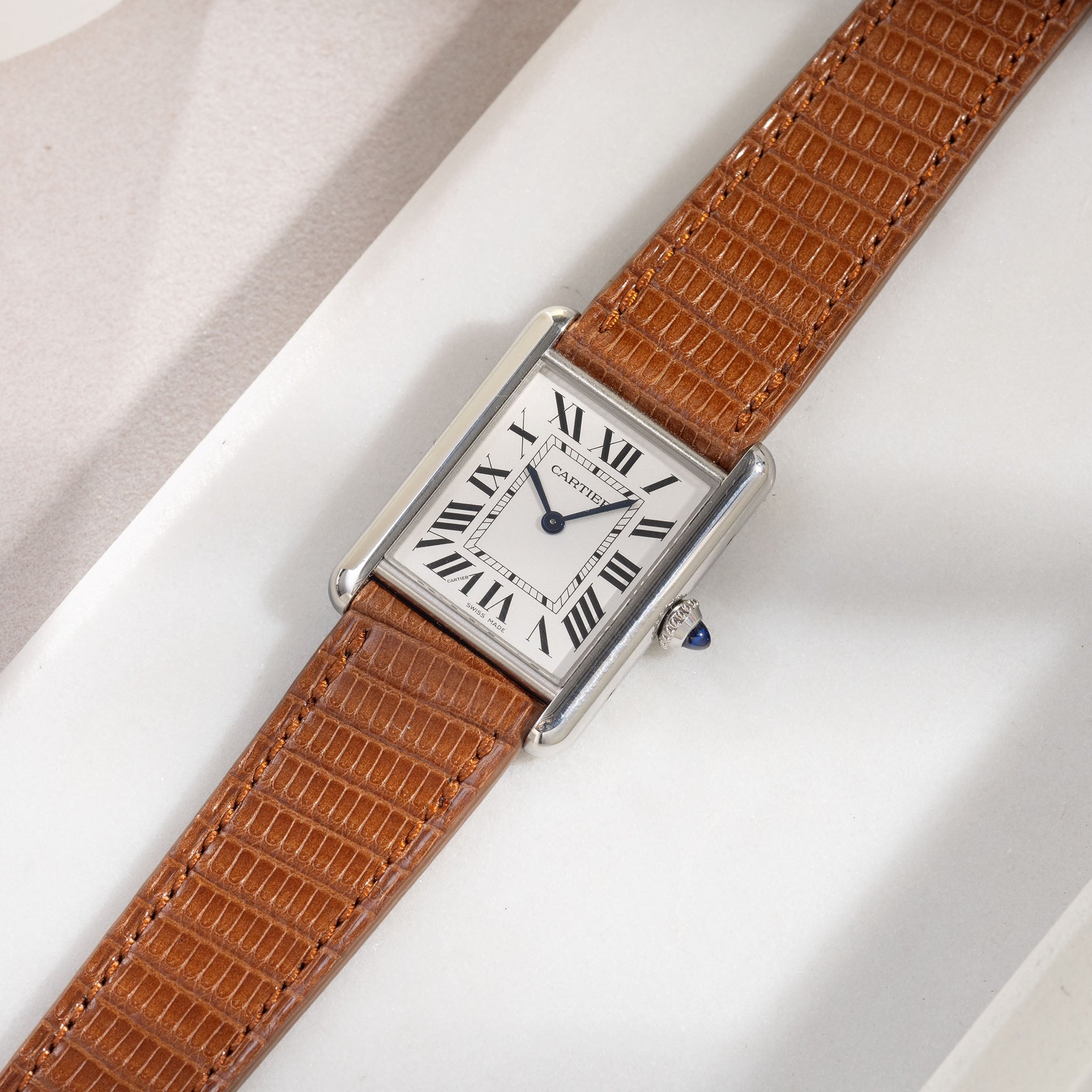 Uhrenarmband für Cartier Tank Must (2021-2024) - The Cognac Brown Lizard
